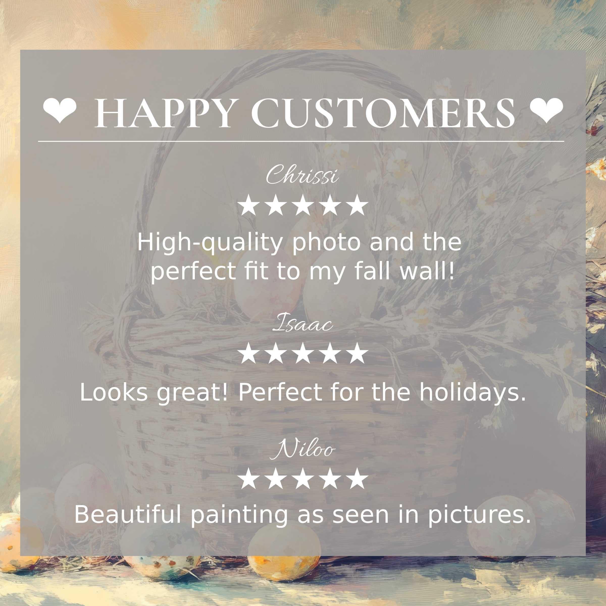 Easter art for Frame TV with soft sunset hues, happy customer reviews build trust in elegant home decor
