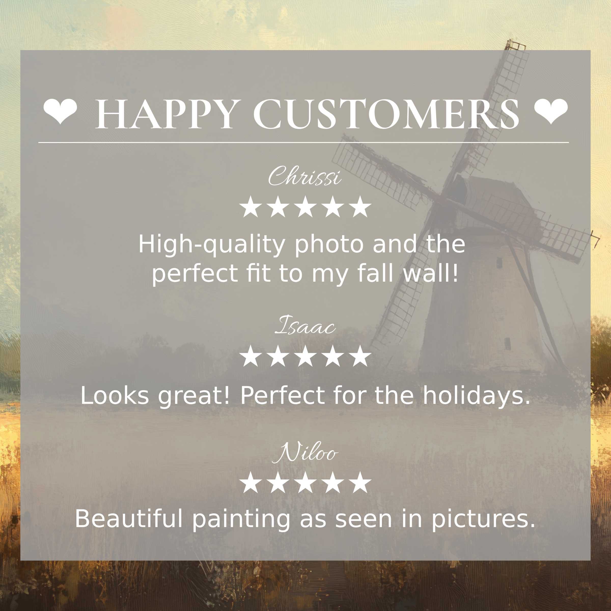 Farmhouse art for Frame TV with abstract autumn hues, showcasing happy customer reviews and refined, trustworthy appeal