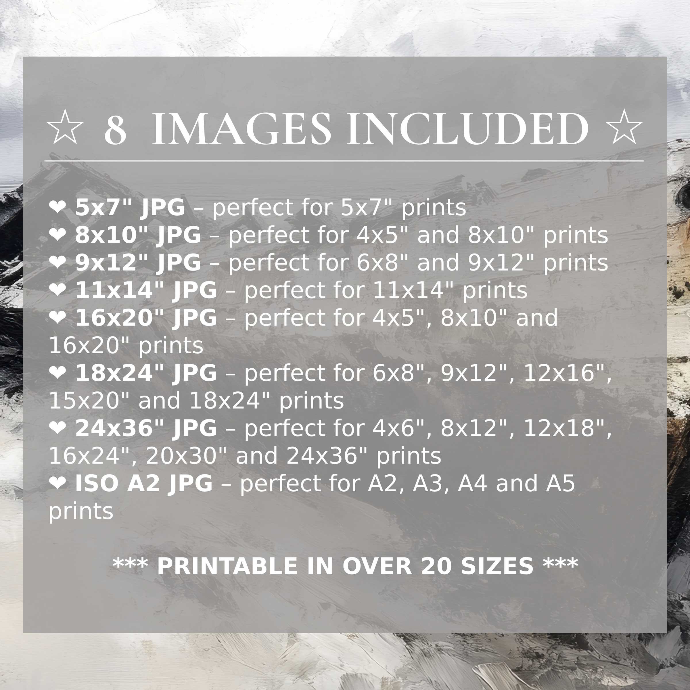 Coastal digital print radiates calming blues and sandy neutrals, elevating modern interiors with 8 high-quality included sizes
