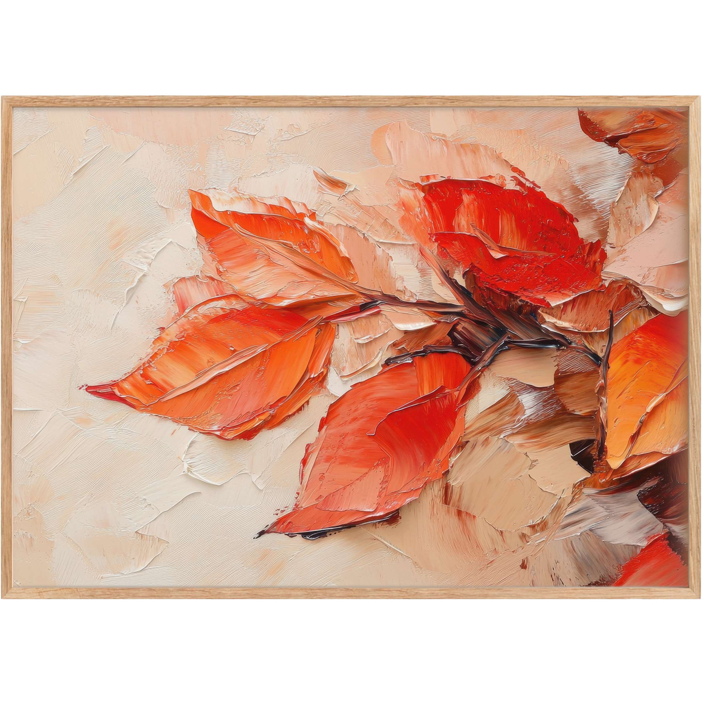 Fiery orange and crimson hues capture autumn’s warmth in this fall printable wall art, evoking a radiant, cozy ambiance