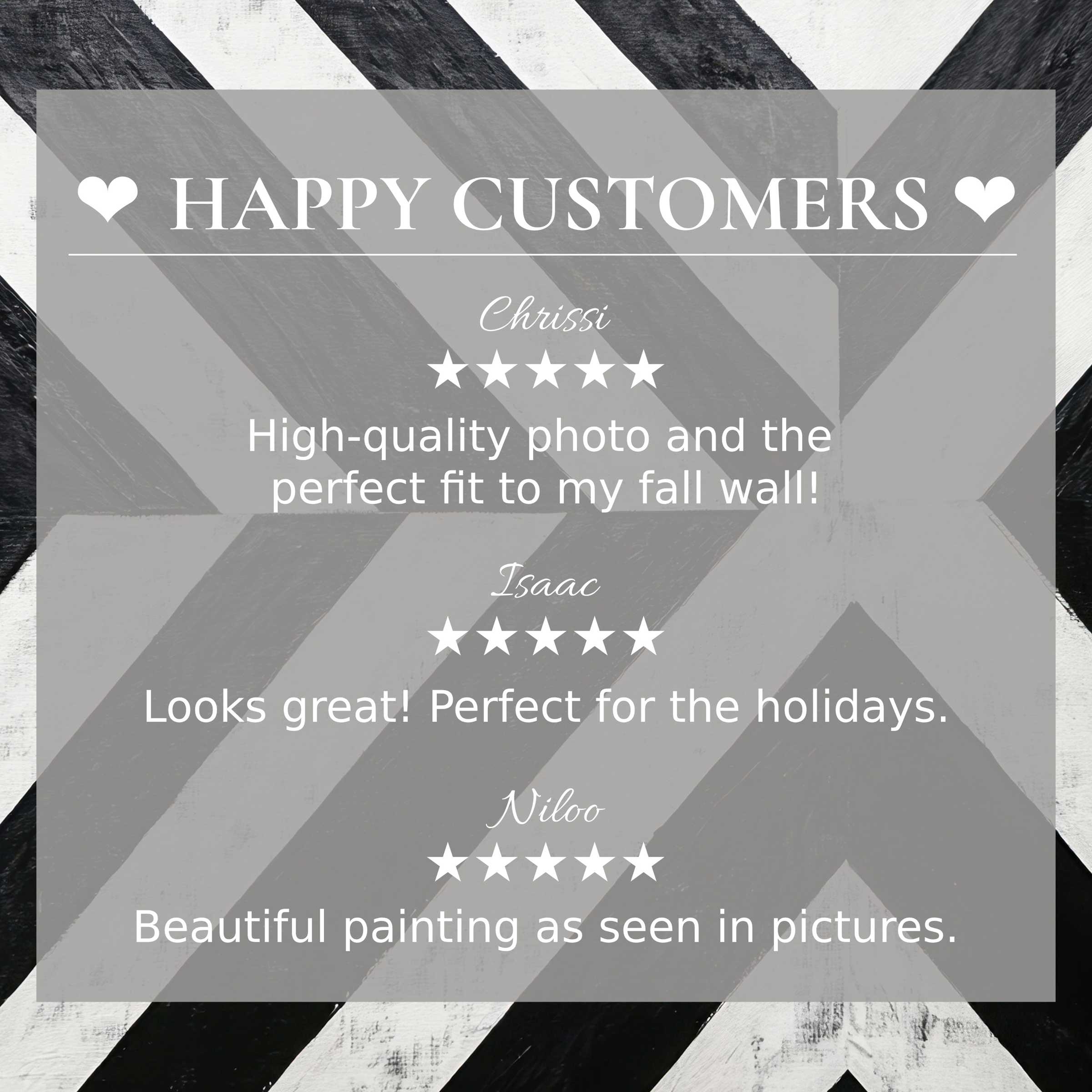 Black and white art for Frame TV with bold geometric background, happy customer reviews build trust and elegance