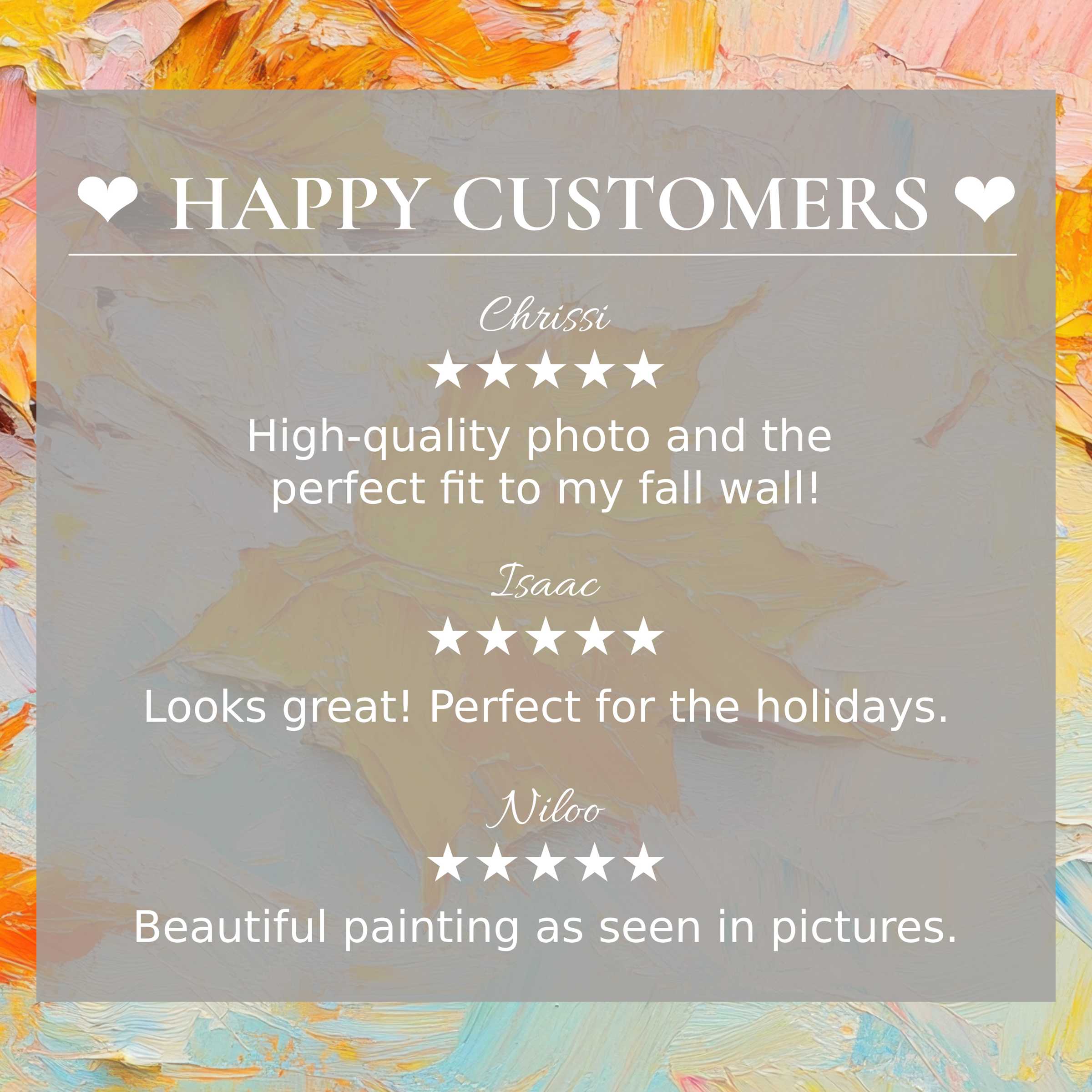 Happy customer reviews highlight trust in trees art for Frame TV with abstract sunset hues enhancing elegance