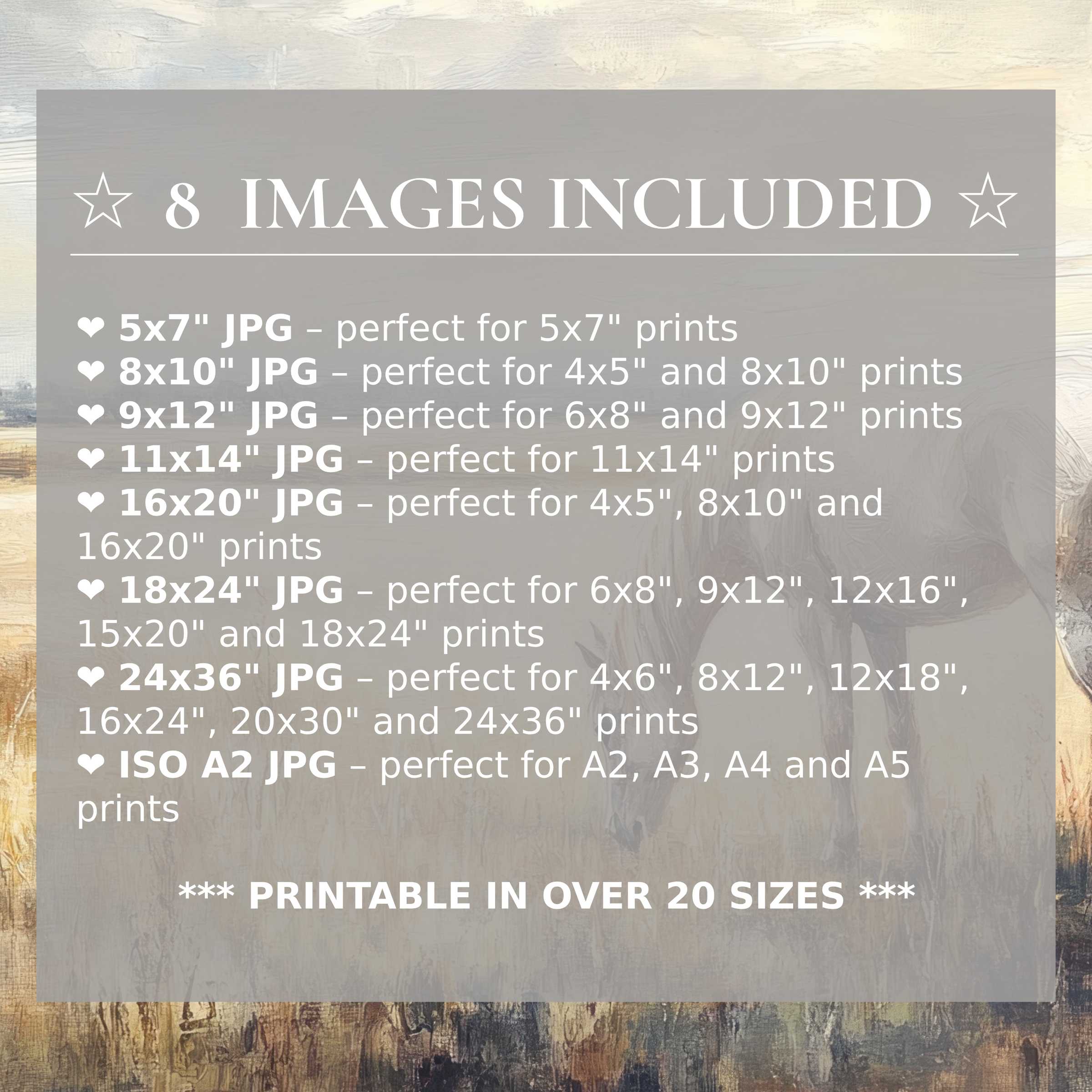 Farmhouse digital print exuding warm neutrals and soft earth tones, offered in 8 high-quality sizes included for effortless style