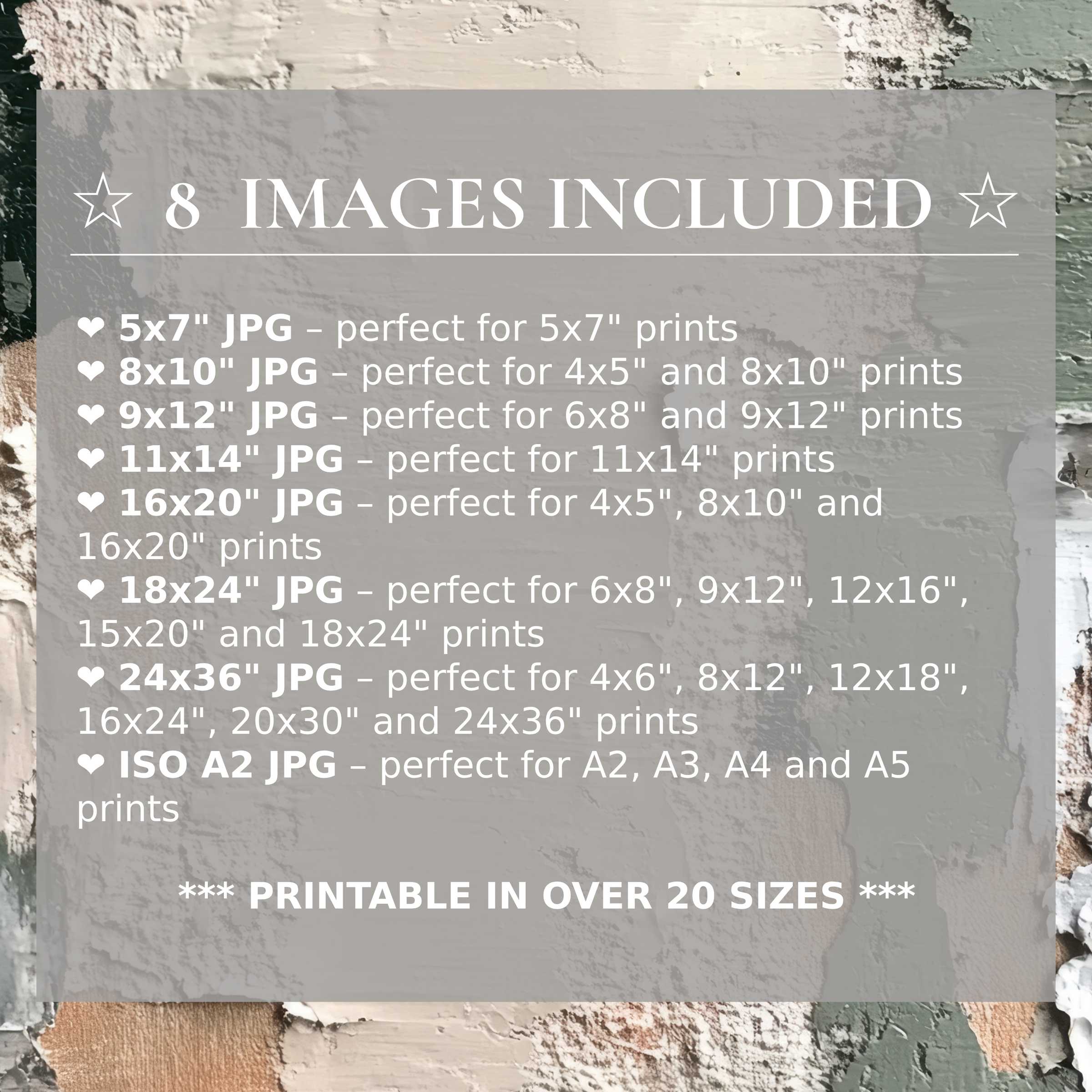 Abstract digital print exuding a radiant blend of muted earth tones and soft grays, elevating modern interiors with style and flexibility, featuring 8 high-quality sizes included