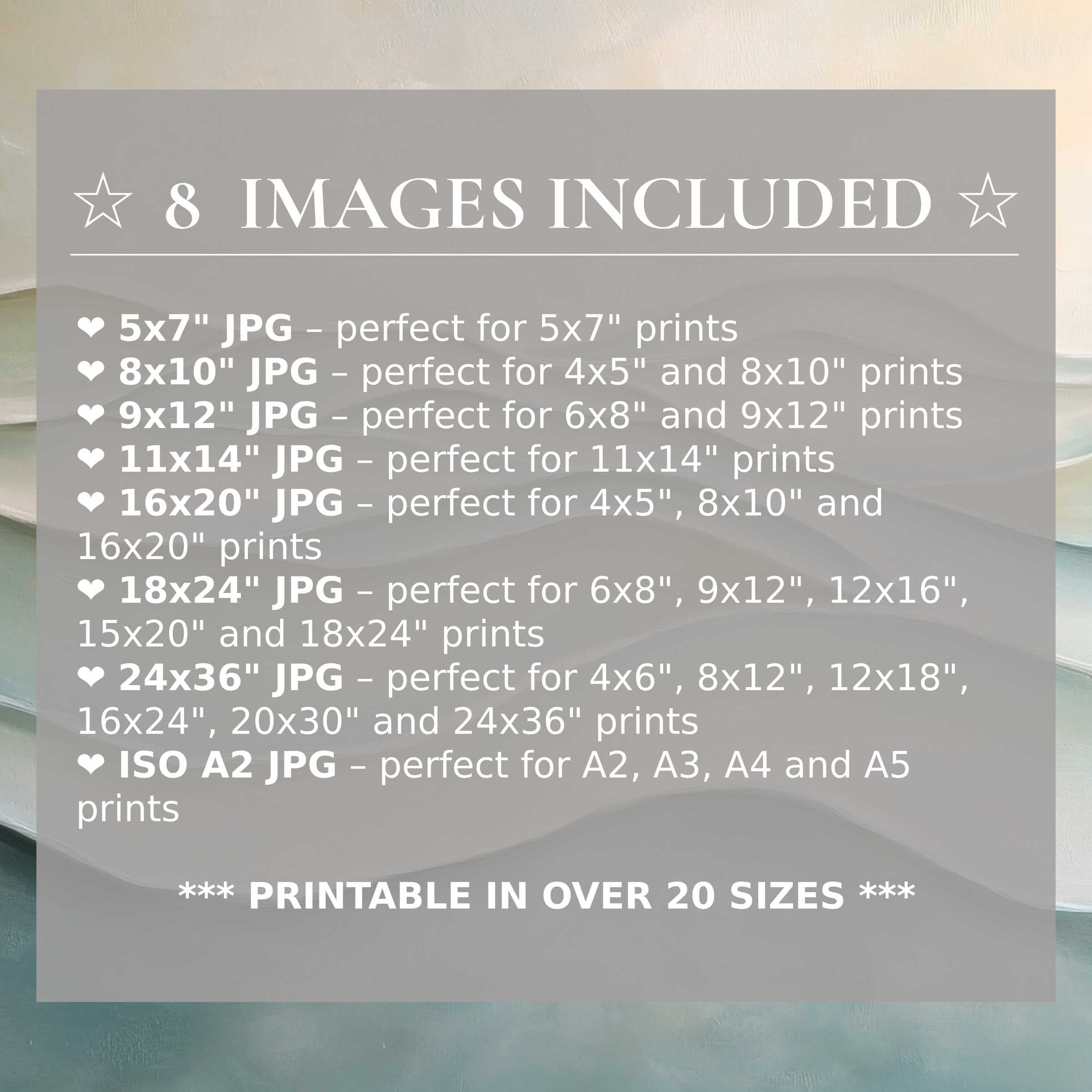 Modern digital print exudes calming blues and soft neutrals, radiating serene elegance and available in 8 high-quality sizes to effortlessly elevate any contemporary interior with versatile style and trusted beauty