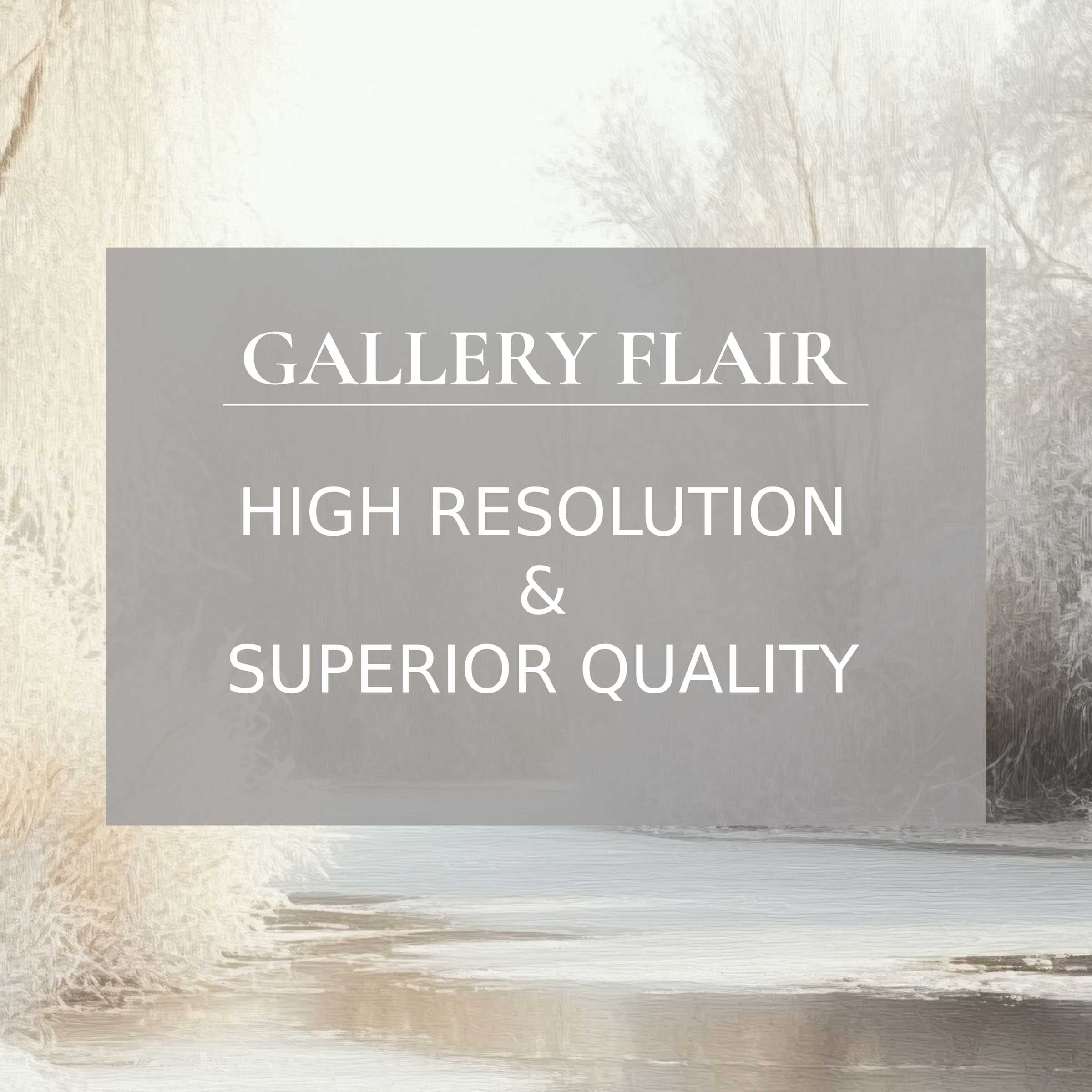 Ethereal winter printable art capturing a serene frozen river and frost-kissed trees in exquisite, high-resolution detail