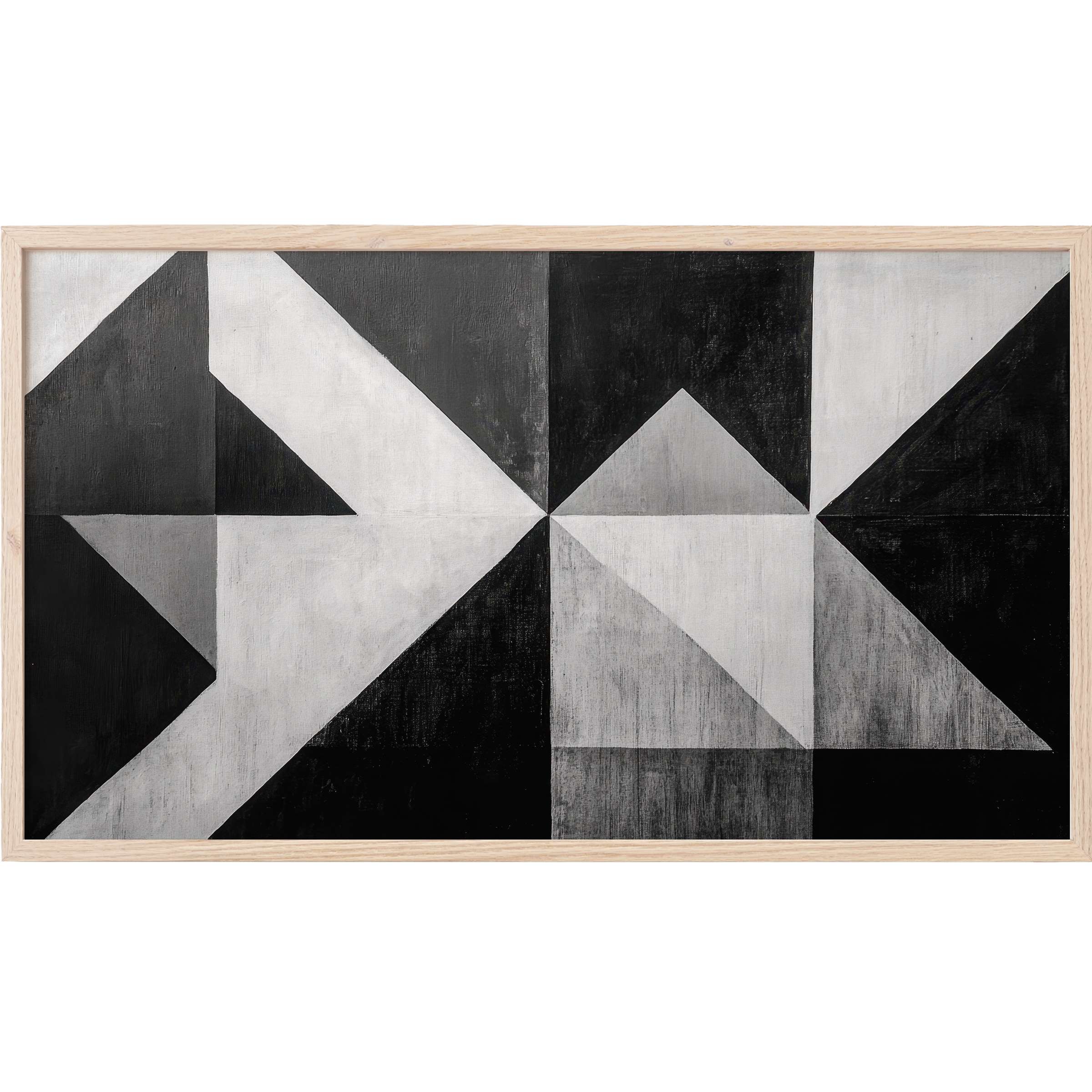 Modern geometric abstraction in monochrome tones with sharp angles and contrasts, black and white Frame TV Art