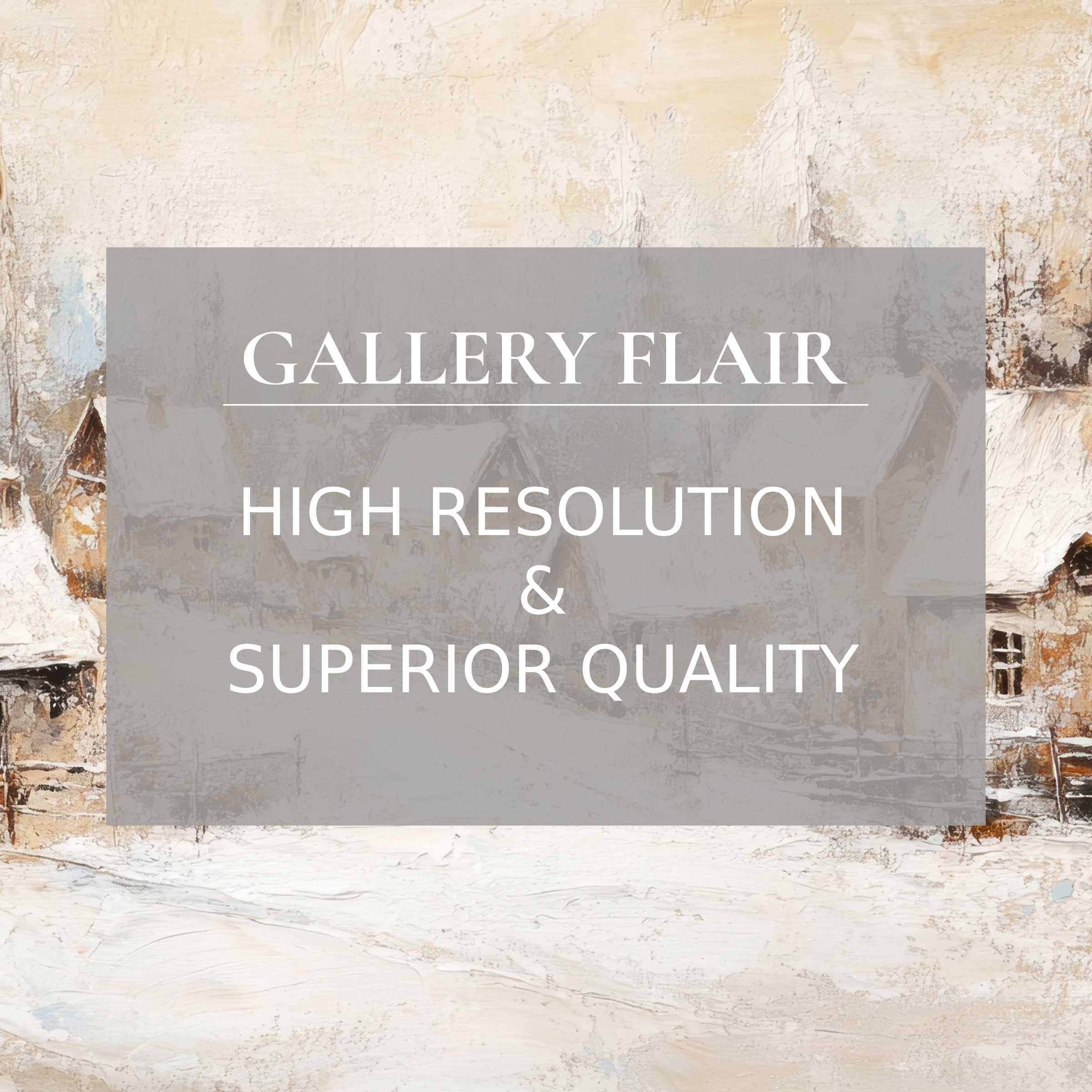 Vintage printable art capturing a serene, snow-kissed village scene with exquisite detail, enriching chic modern interiors