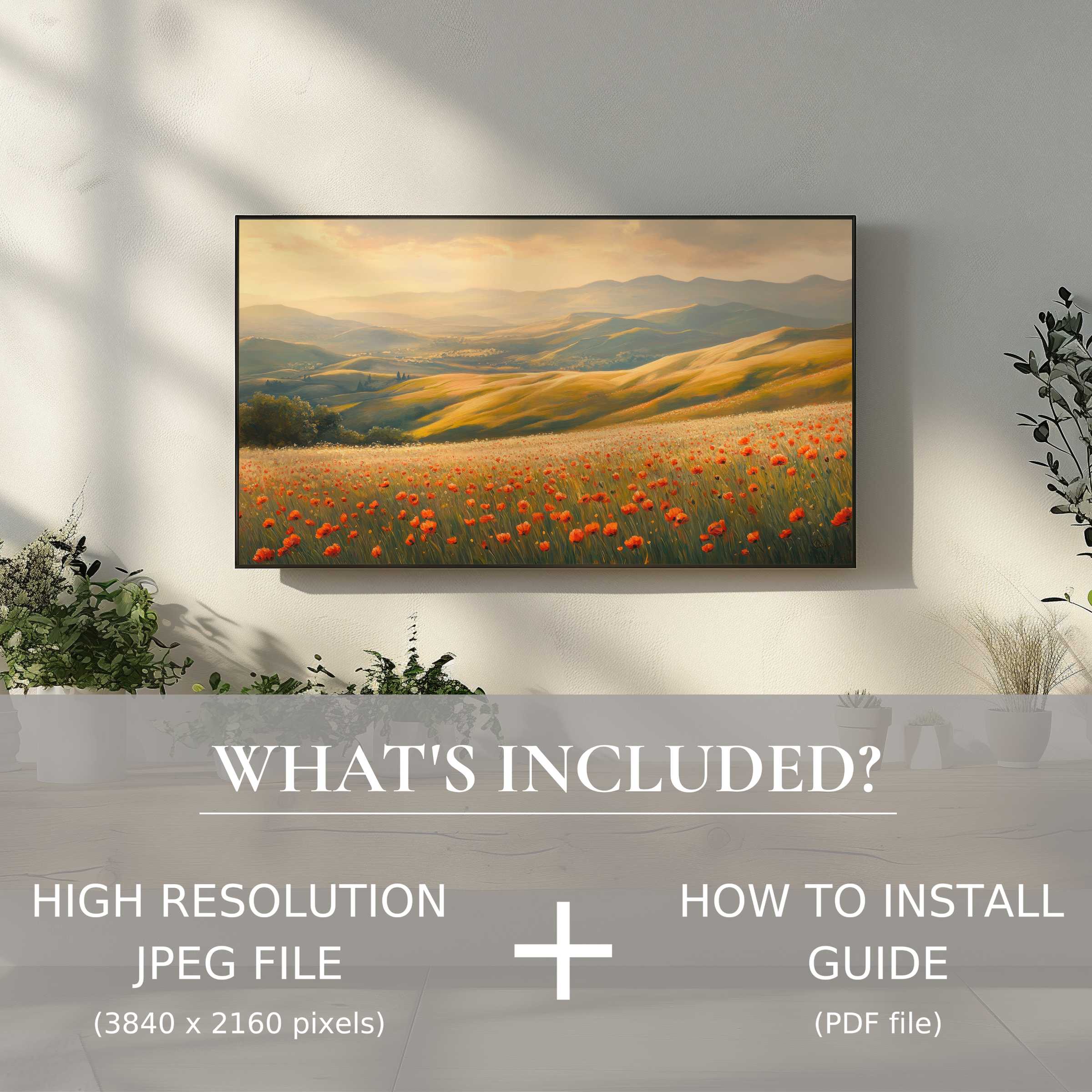Elegant spring digital TV art download showcasing a serene floral landscape, easily enhancing any modern living space