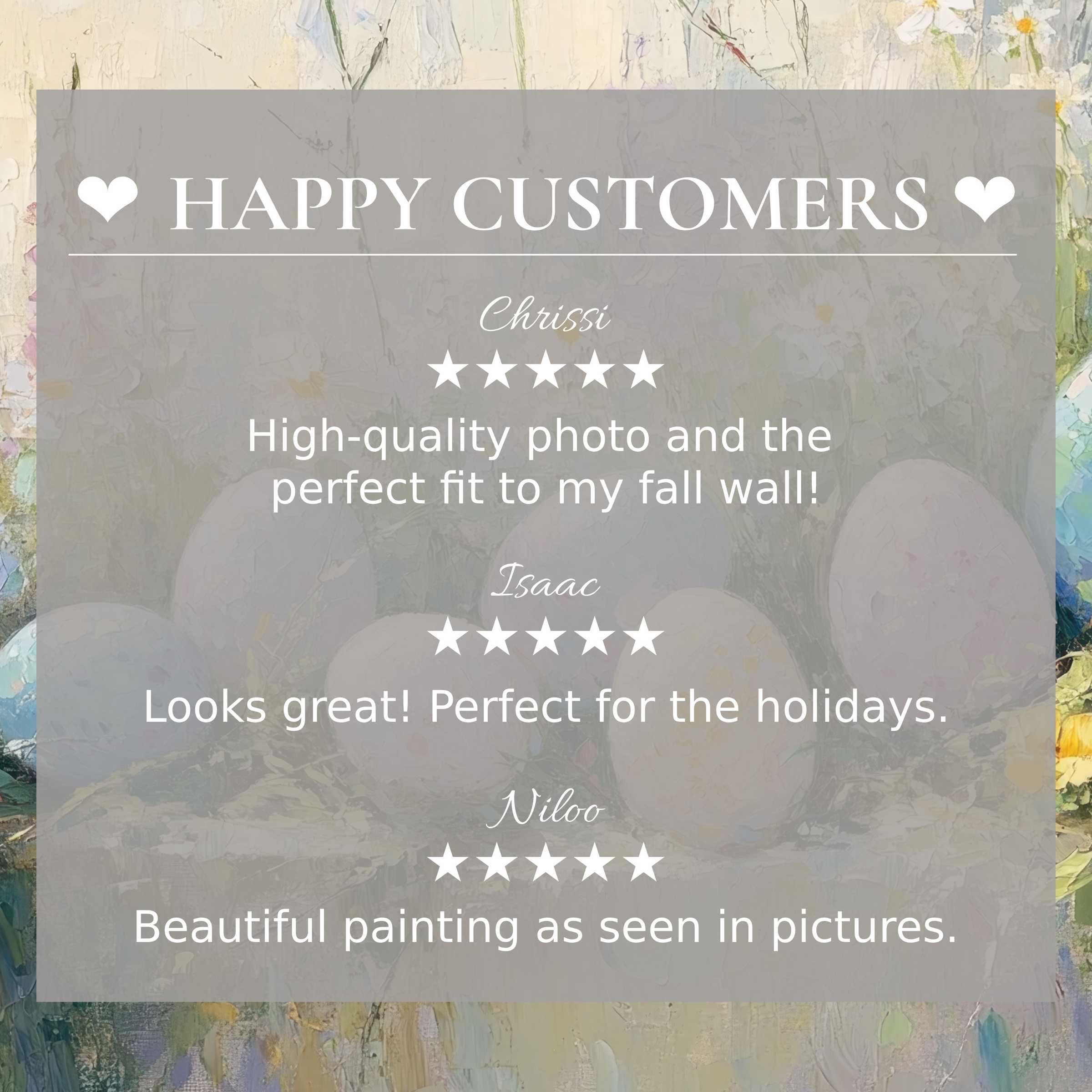 Happy Customers praise elegant Easter-inspired TV screen art, perfect for stylish, high-quality home decor