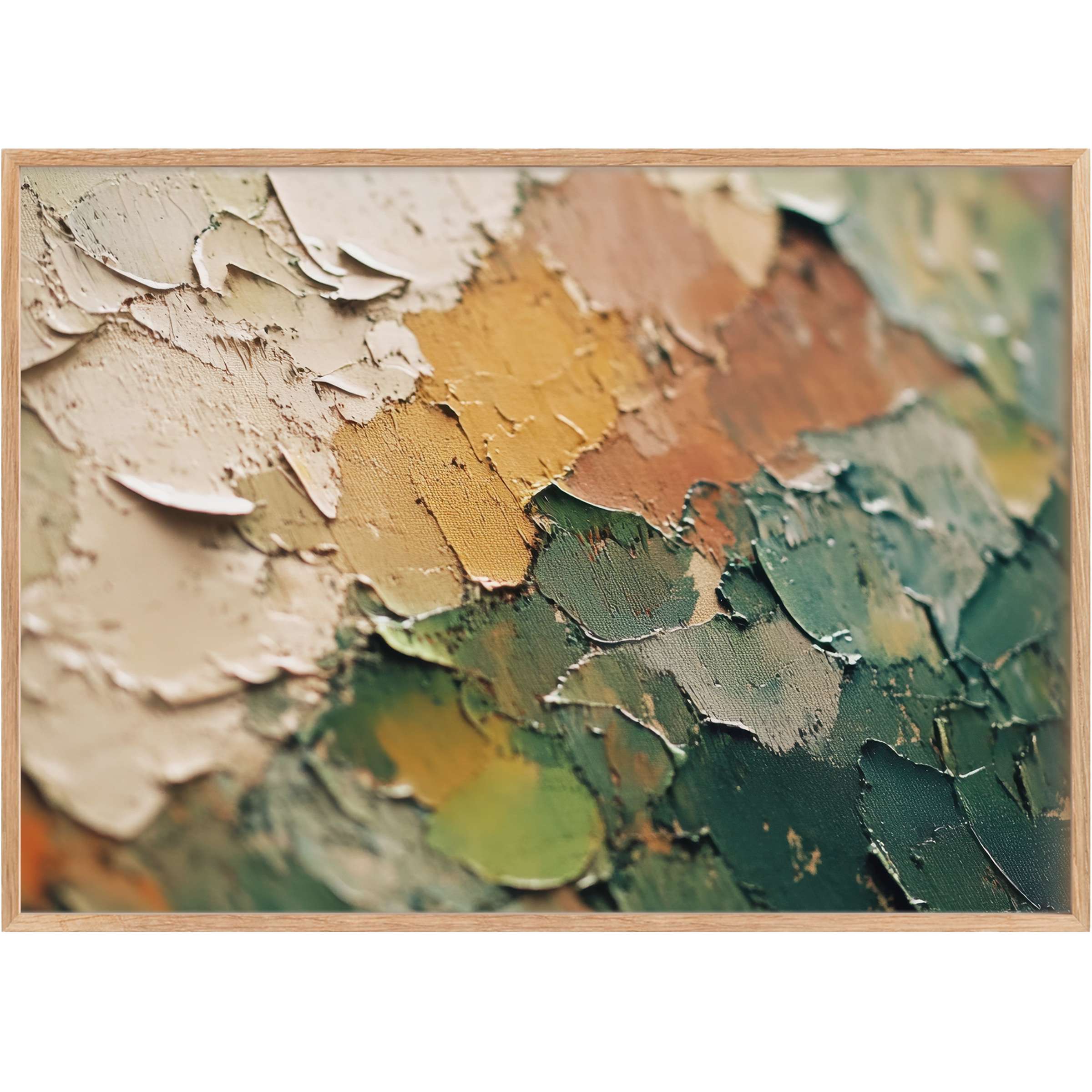 Earth-toned abstract printable wall art exudes a warm, textured elegance, enriching interiors with a calming, organic atmosphere