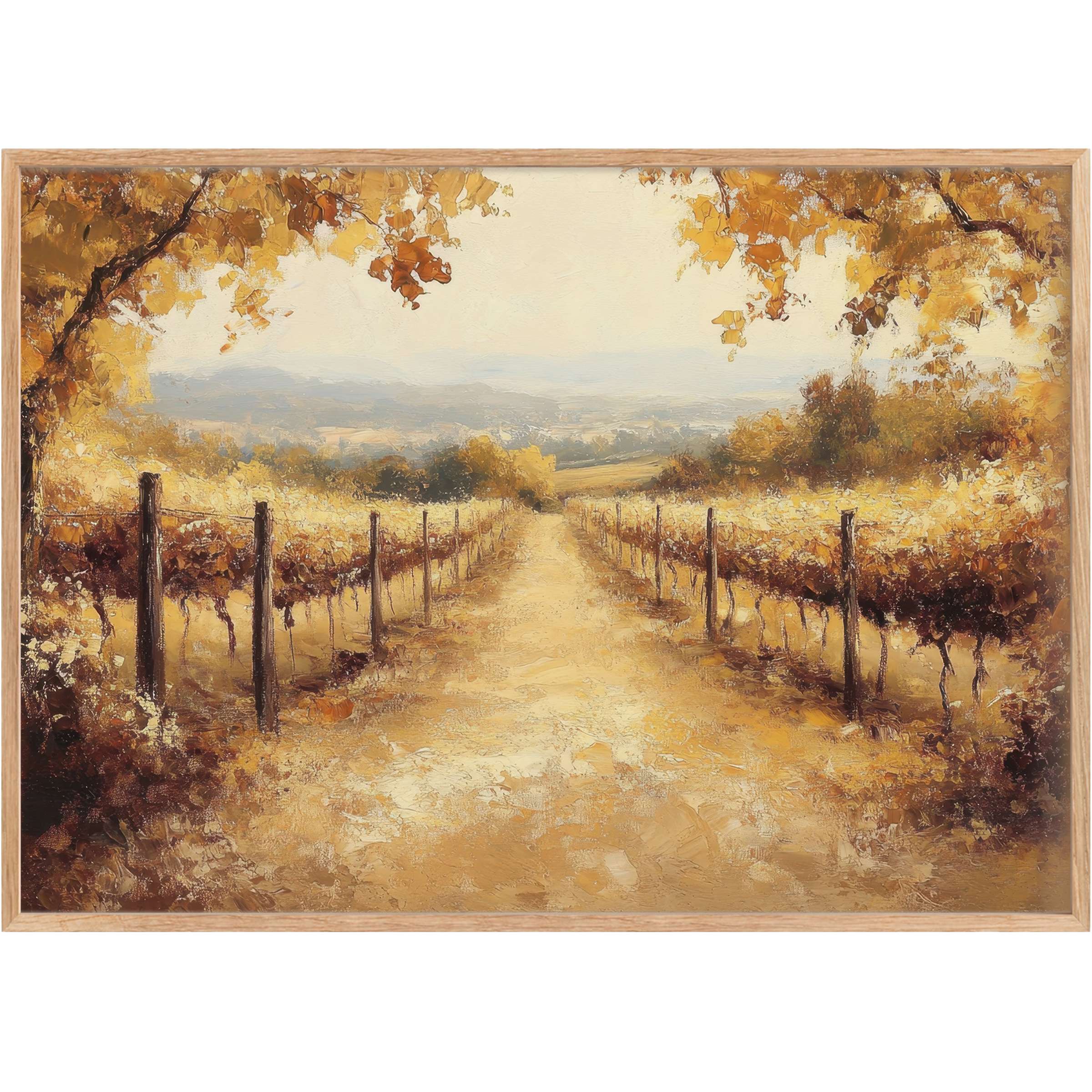 Golden vineyards bathed in amber light evoke a radiant, serene escape-perfect fall printable wall art for elegant interiors