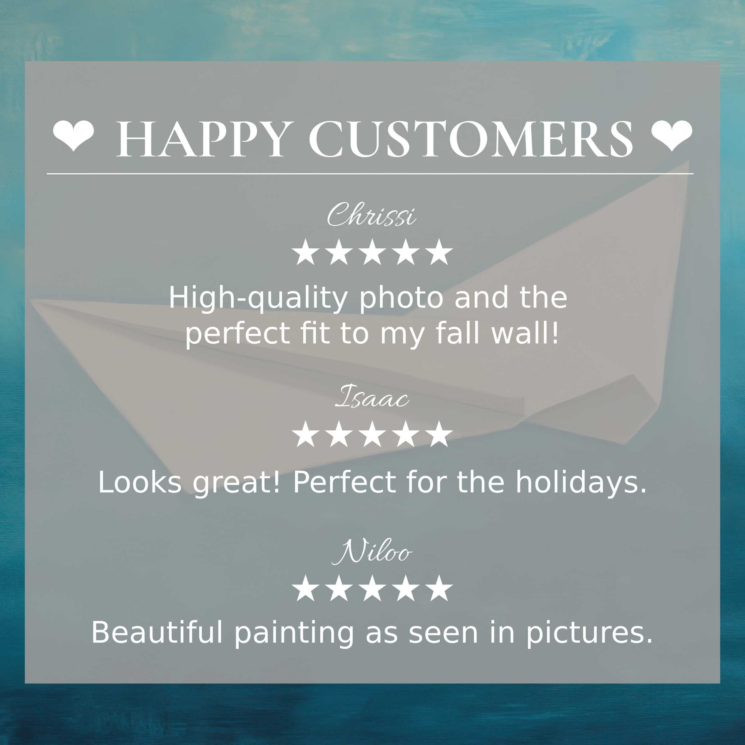 Minimalist art for Frame TV with abstract sunset colors, showcasing happy customer reviews and elegant trust-building design