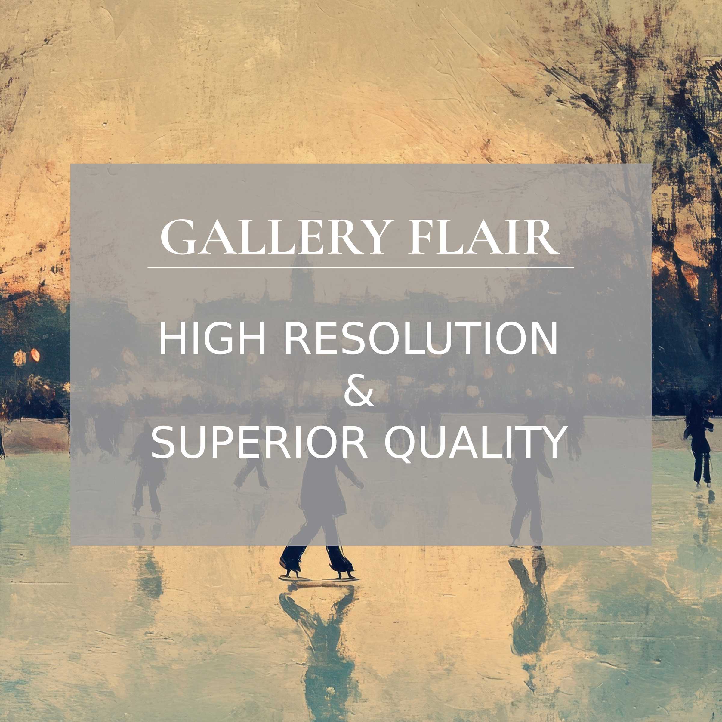 Winter printable art featuring elegant ice skaters in a serene, luminous scene with refined detail, elevating modern interiors