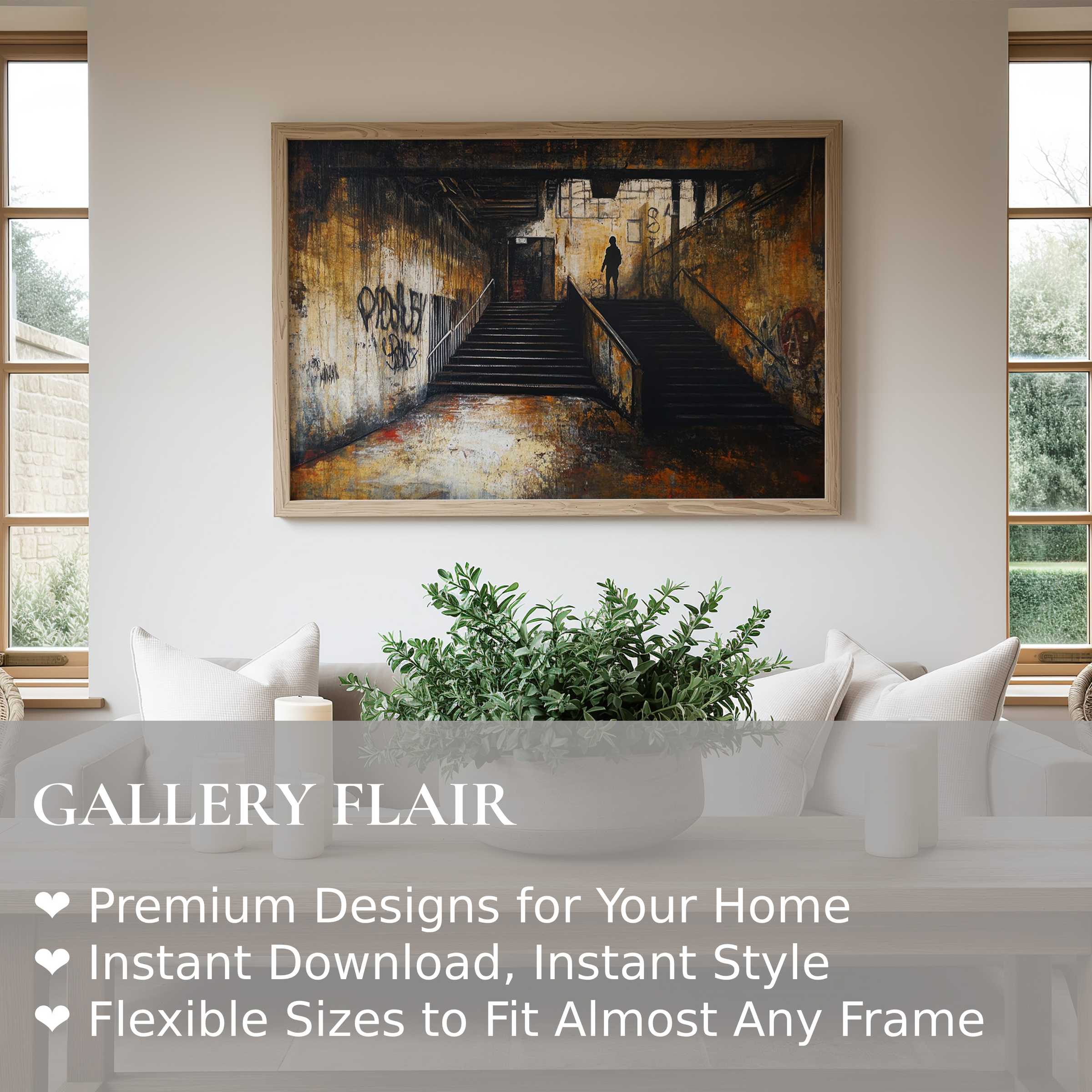 Bold street art wall art print capturing urban grit and depth, elevating contemporary living spaces with a raw, evocative ambiance