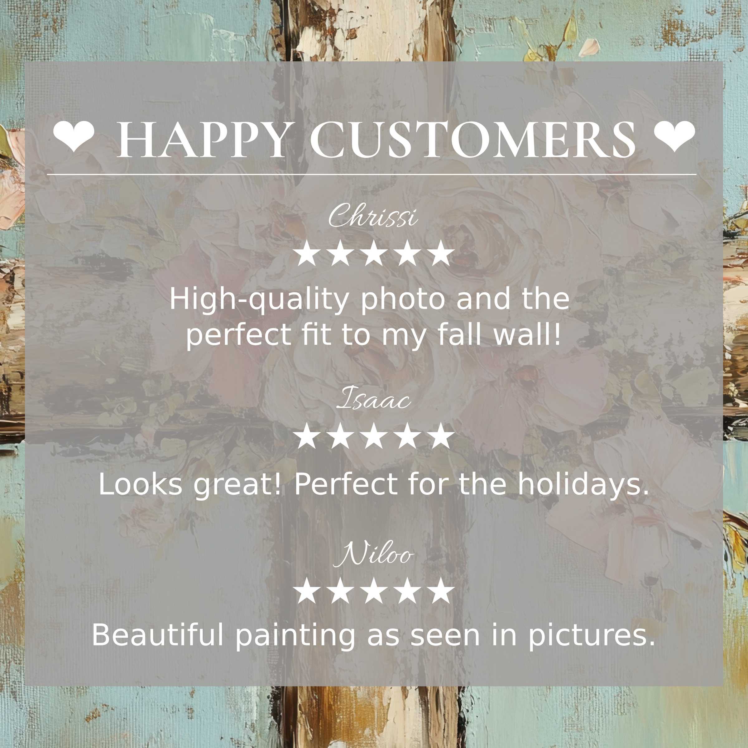 Happy customer reviews enhance trust with elegant floral easter art for Frame TV in soft, textured pastel tones