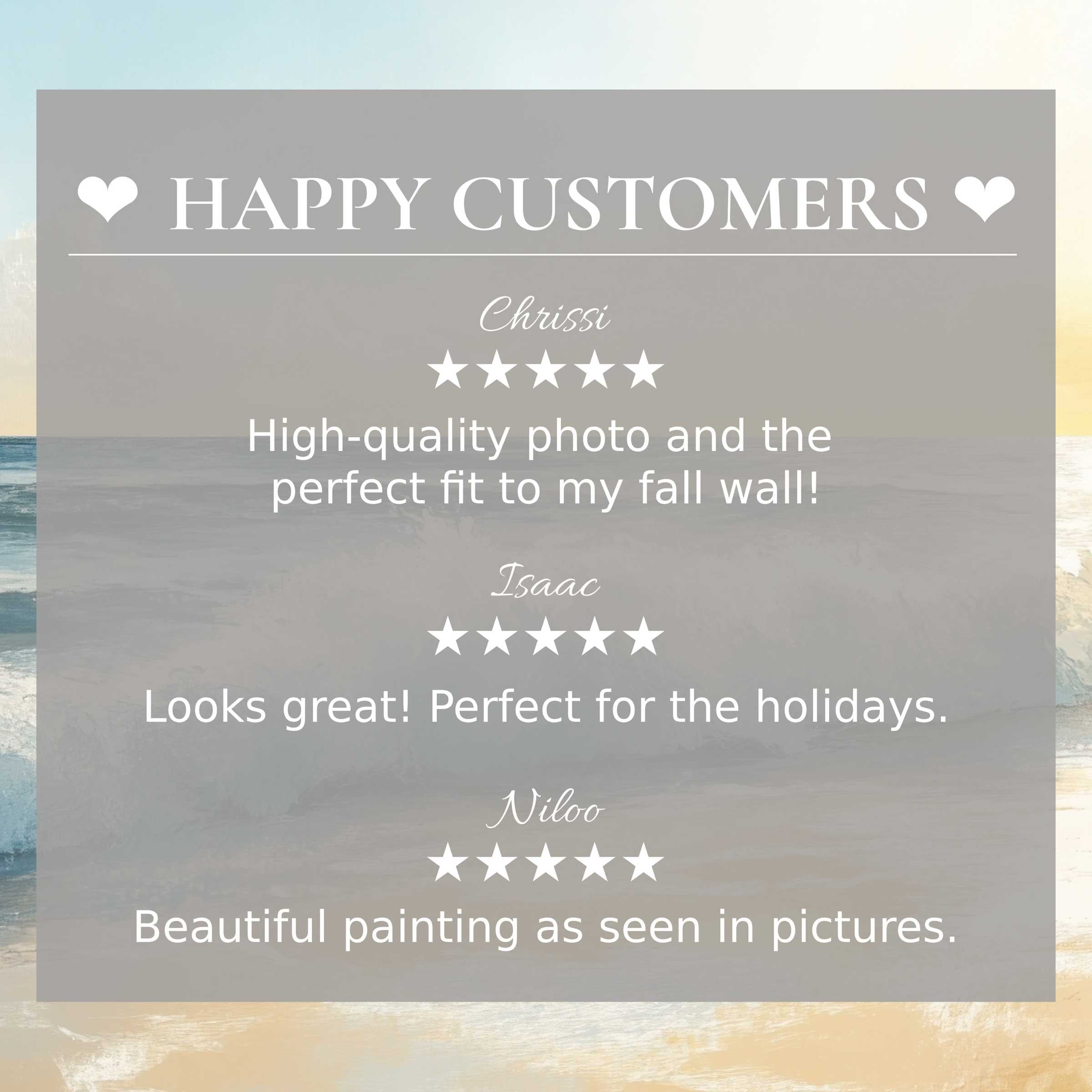 Summer art for Frame TV with abstract sunset hues, showcasing happy customer reviews that inspire trust and elegance