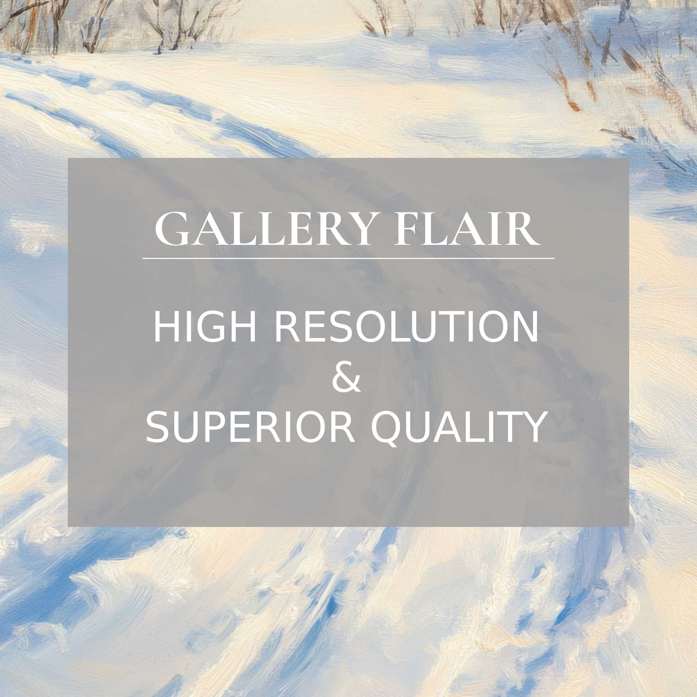 Winter printable art capturing a serene snow-dusted landscape with refined brushstrokes, enhancing modern interiors with calming, premium detail