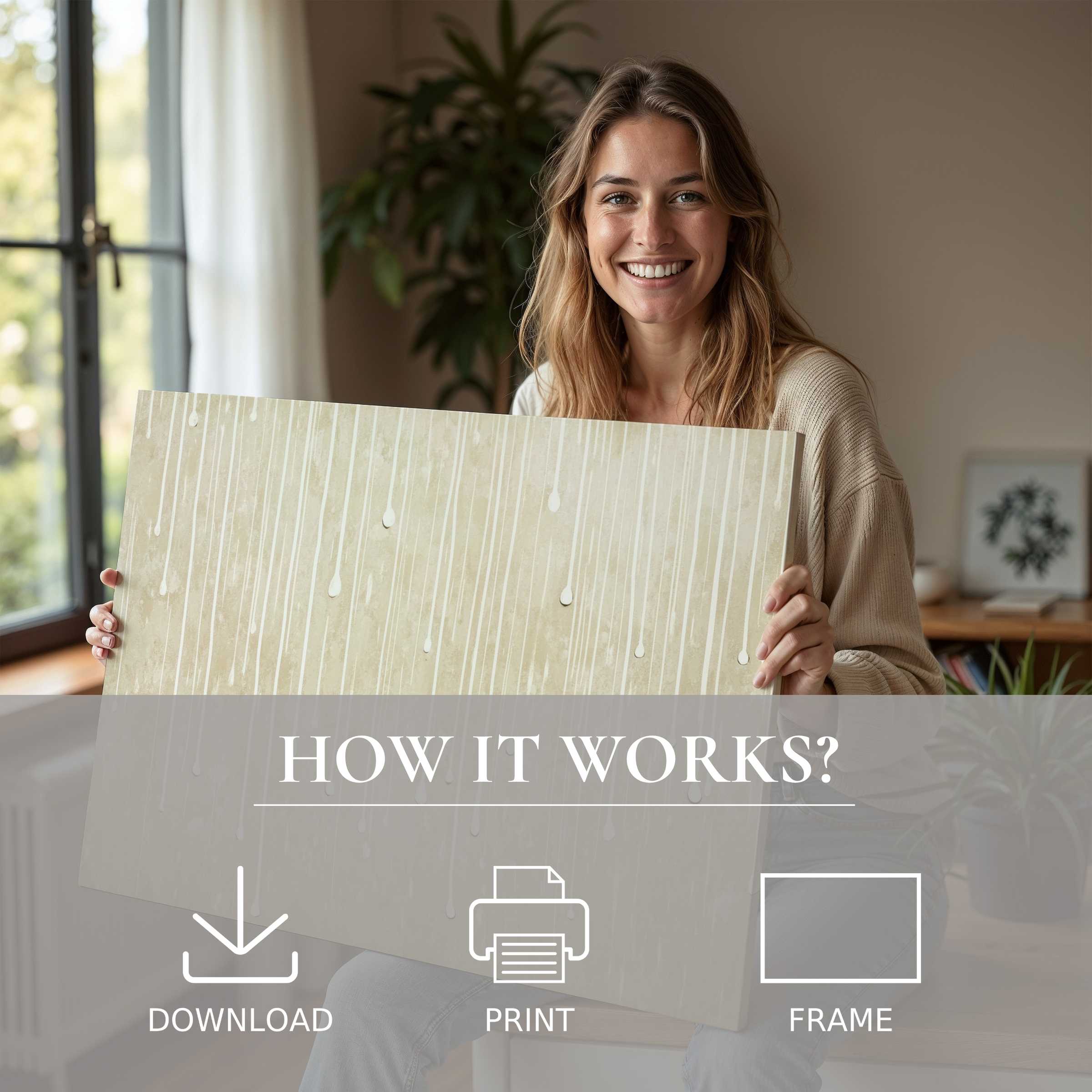 Radiating warmth and joy in a sunlit modern home, this minimalist digital art print embodies serene elegance and effortless style