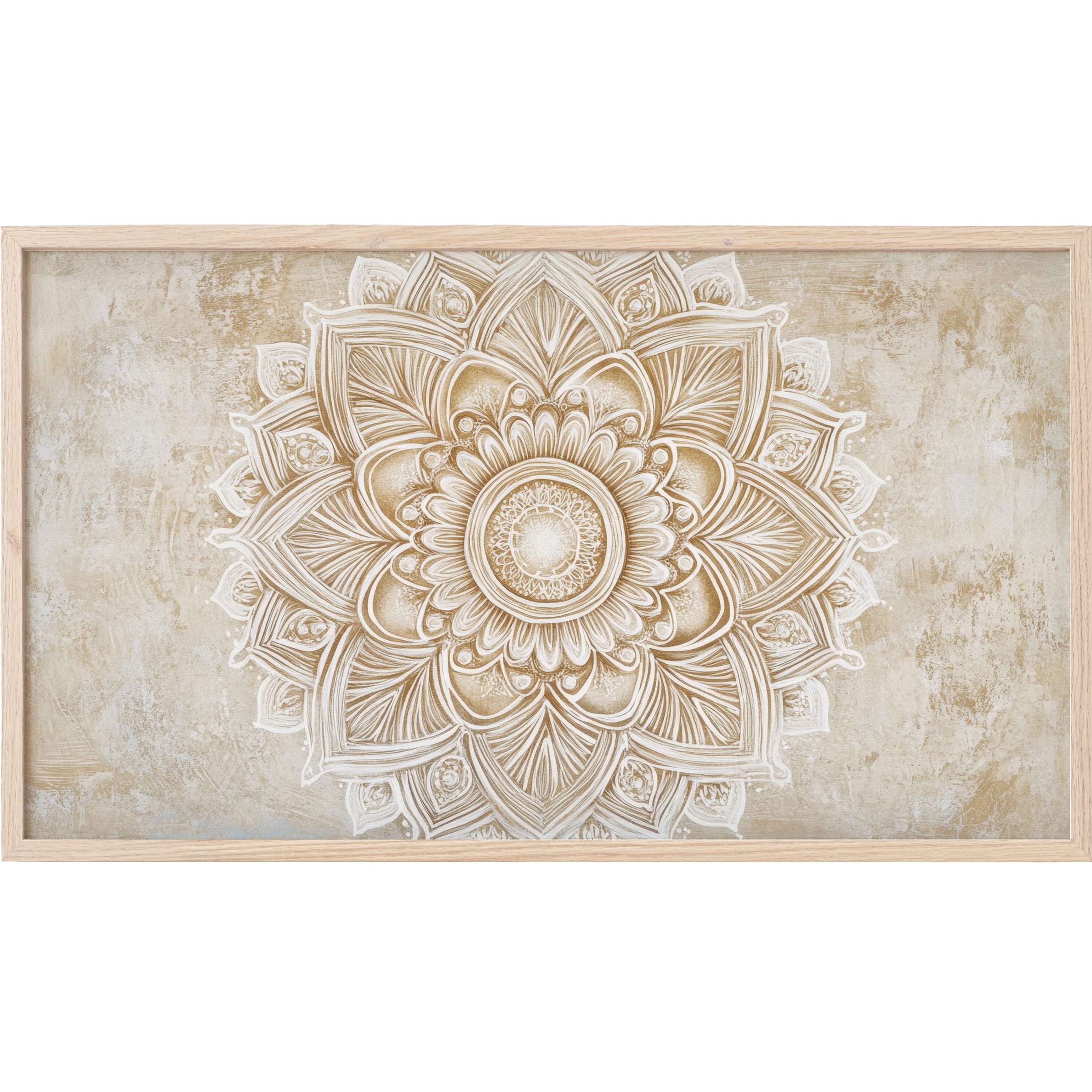 Intricate beige and white mandala design with textured background, perfect neutral Frame TV Art for modern interiors