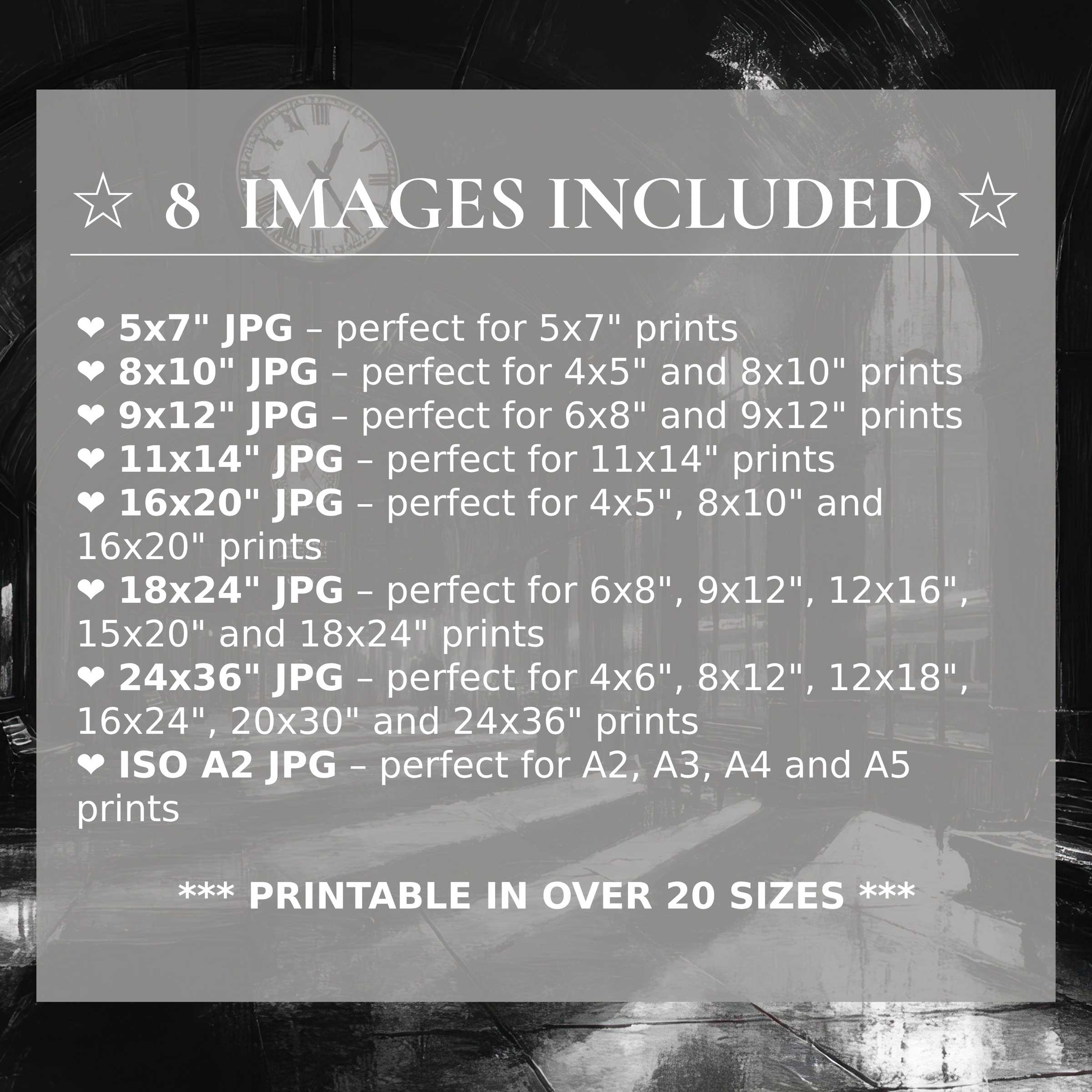 Black and white digital print radiates bold contrast and refined depth, elevating modern interiors with 8 included high-quality sizes for versatile styling