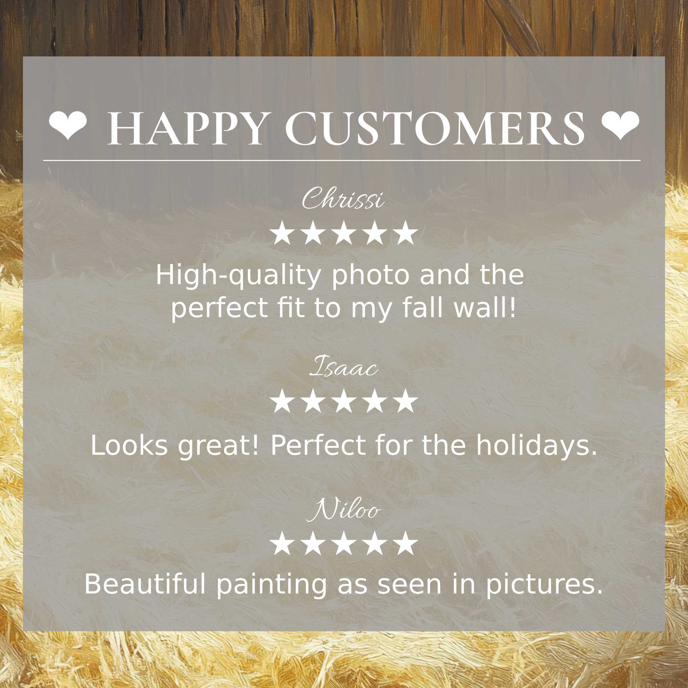 Farmhouse art for Frame TV with abstract golden hues, featuring happy customer reviews and elegant design appeal