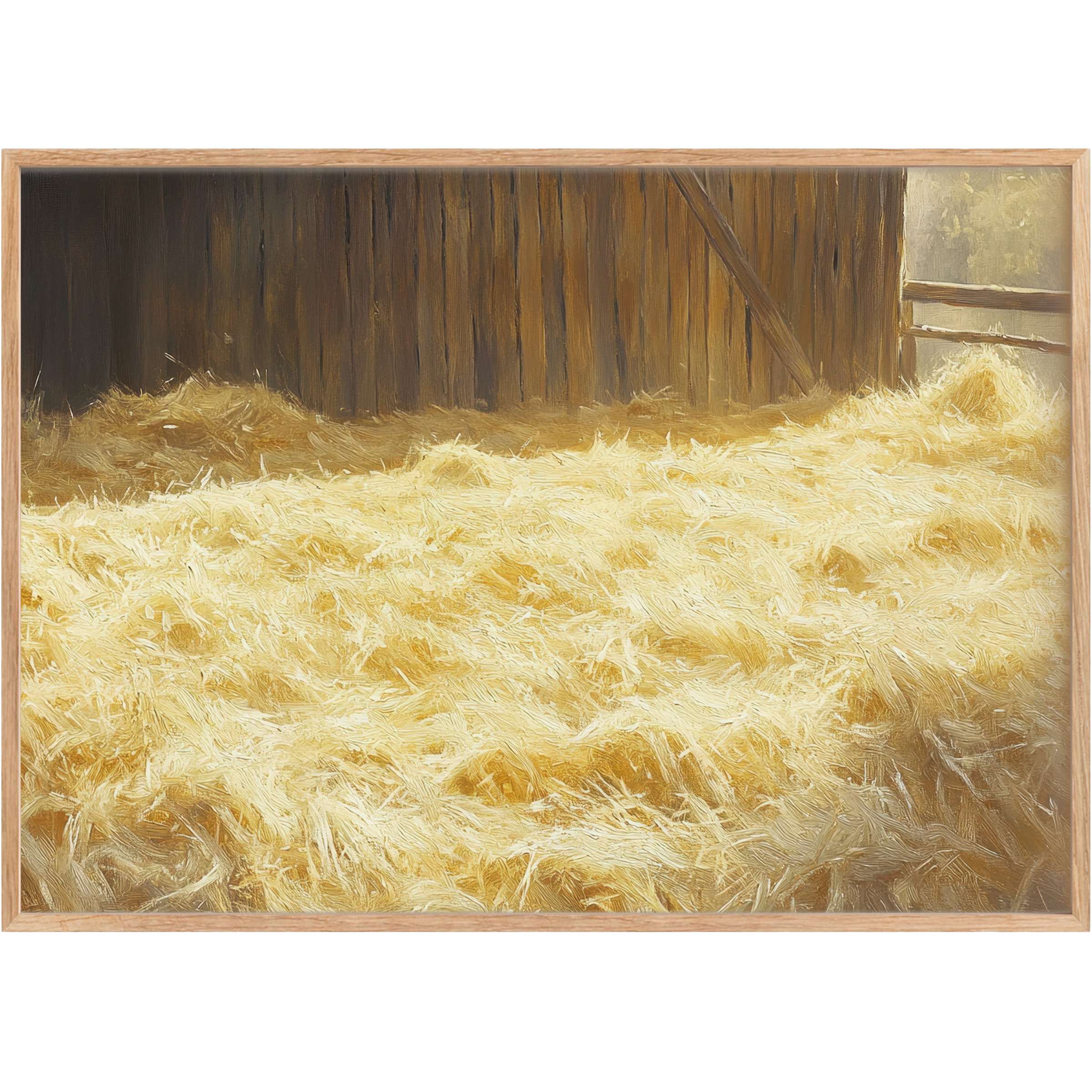 Golden straw softly illuminated against rustic barn wood, evoking warm, serene farmhouse charm in premium farmhouse printable wall art