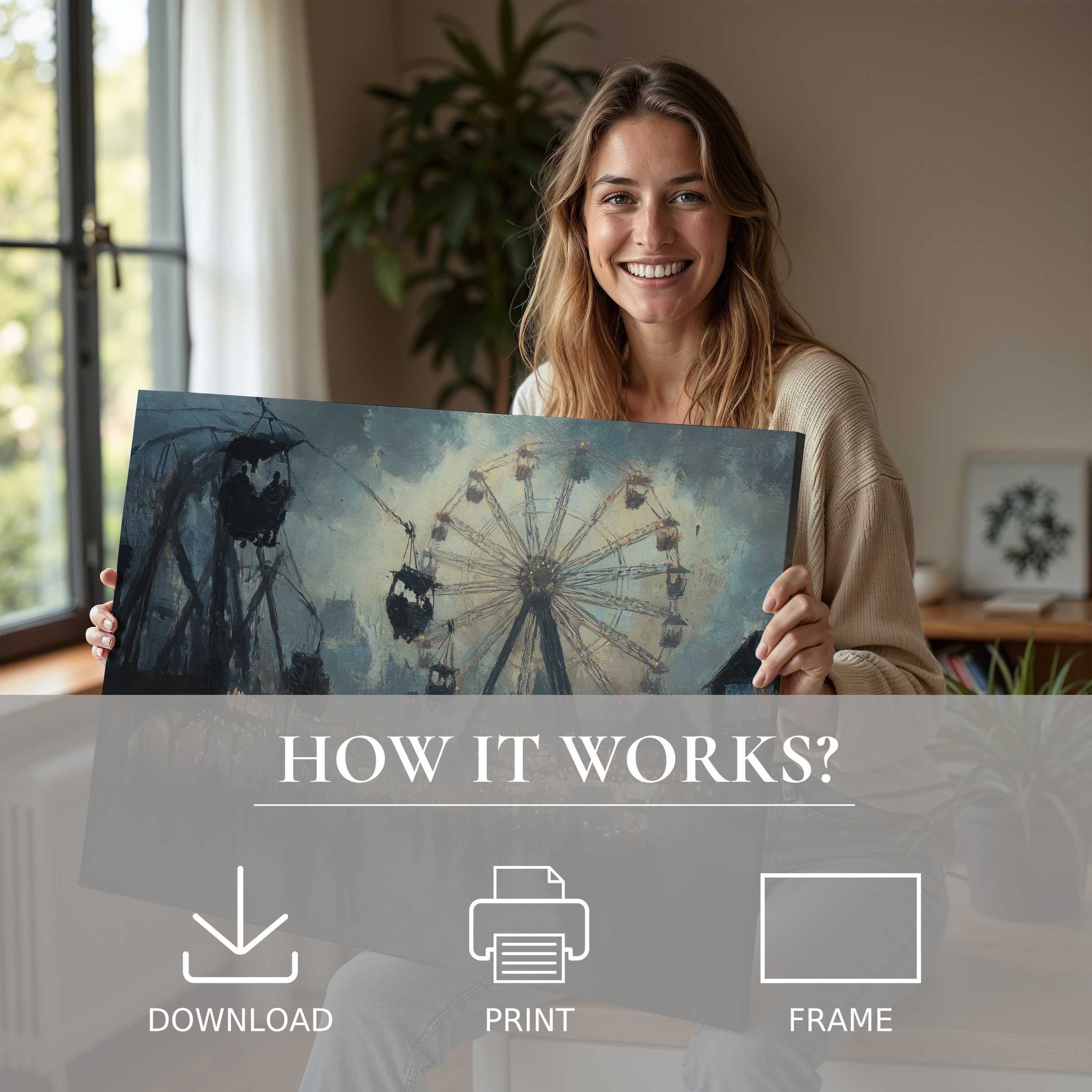 A serene moment of connection with a Halloween digital art print, enriching a modern home’s ambiance with timeless joy