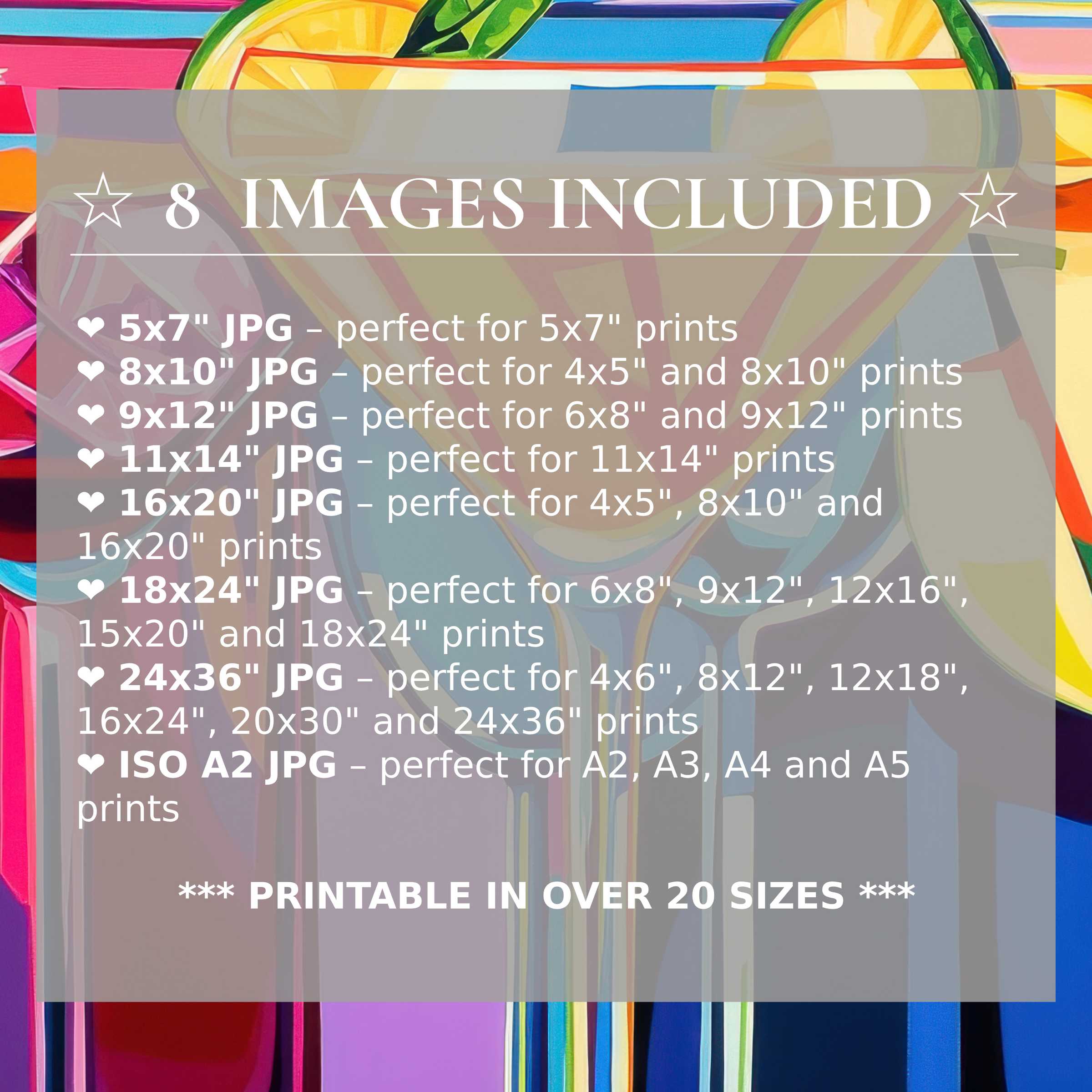 Pop art digital print radiates vibrant yellows, blues, and pinks, elevating modern interiors with bold style and 8 high-quality sizes included