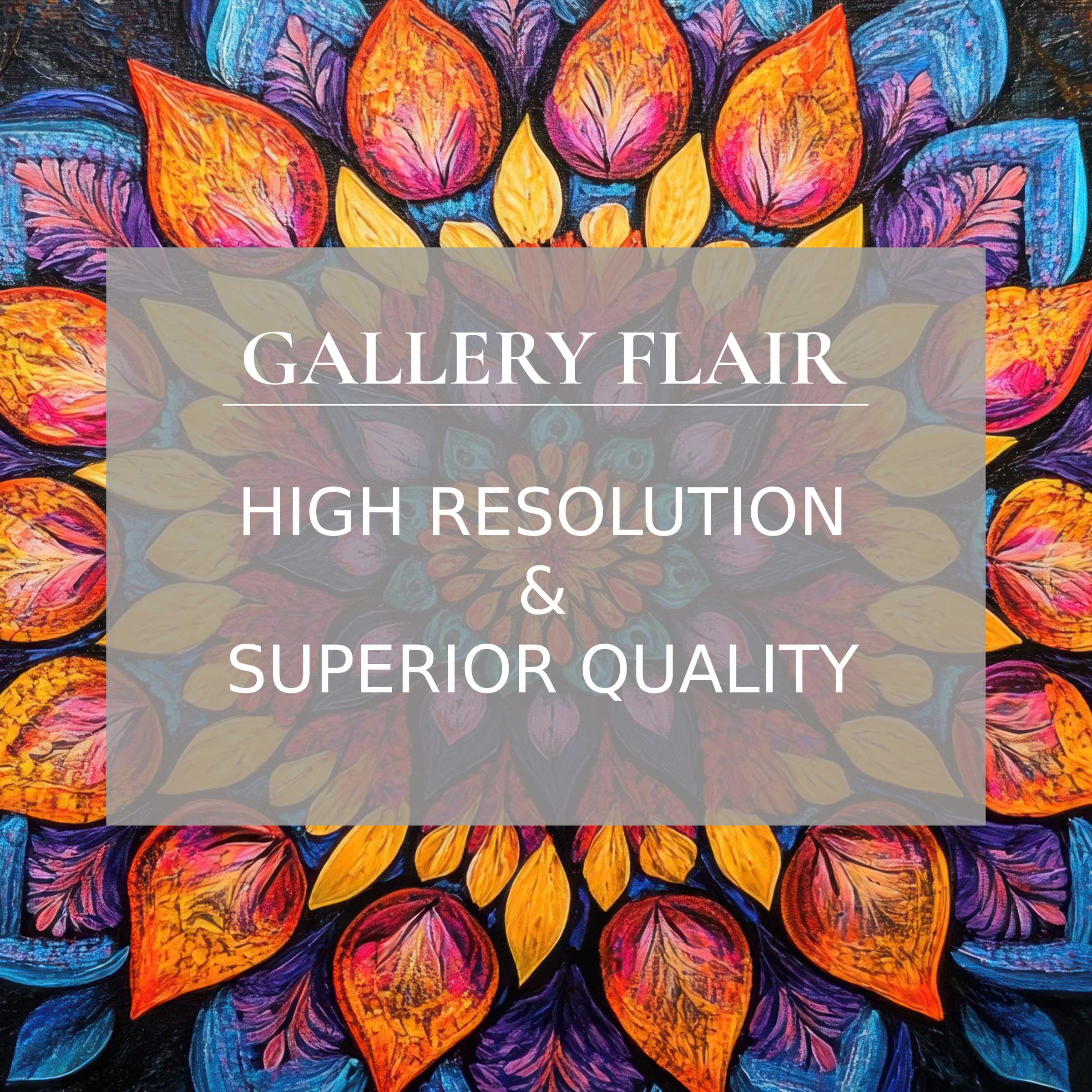 Radiant floral printable art featuring intricate petals in vibrant orange, purple, and blue hues, elevating modern interiors with premium detail and bold sophistication