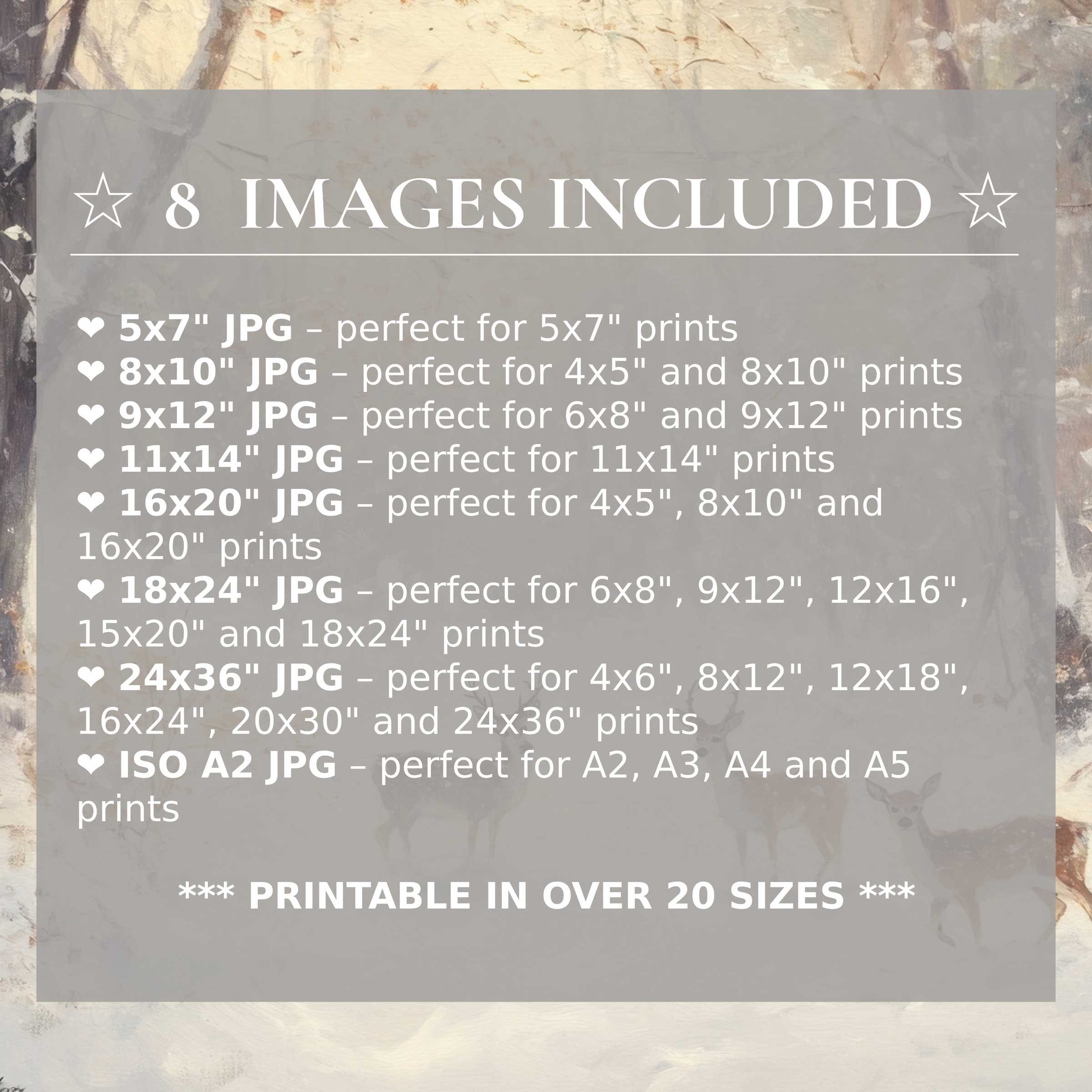 Radiant Christmas digital print in soft, muted tones with serene deer accents, offering 8 high-quality sizes included for versatile, elegant modern interiors
