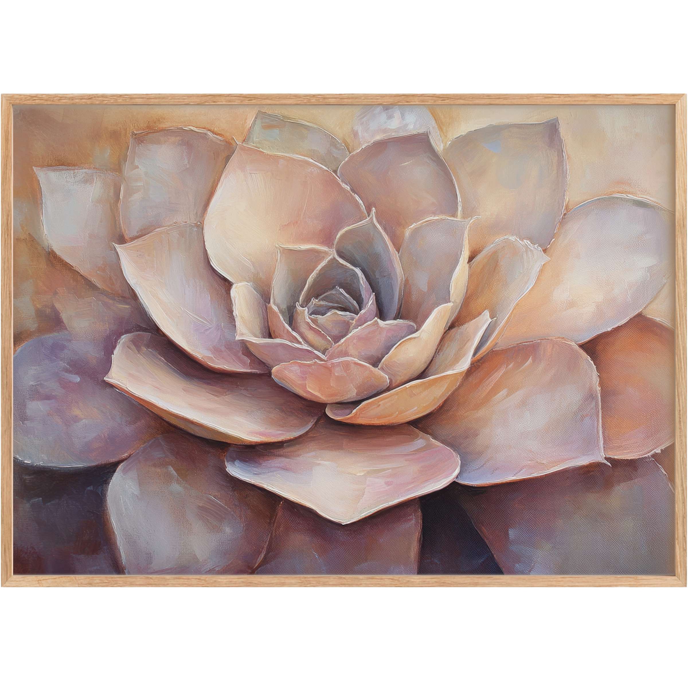 Botanical printable wall art featuring a serene succulent in muted lavenders and warm taupes, creating a calming, elegant ambiance