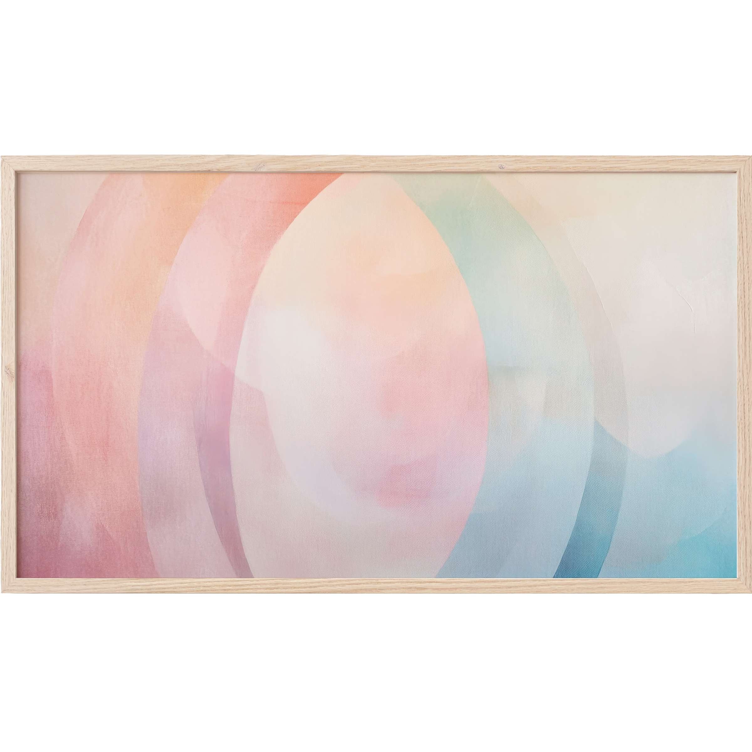 Soft pastel concentric ovals blend subtly in this boho Frame TV Art, highlighting a serene, modern aesthetic