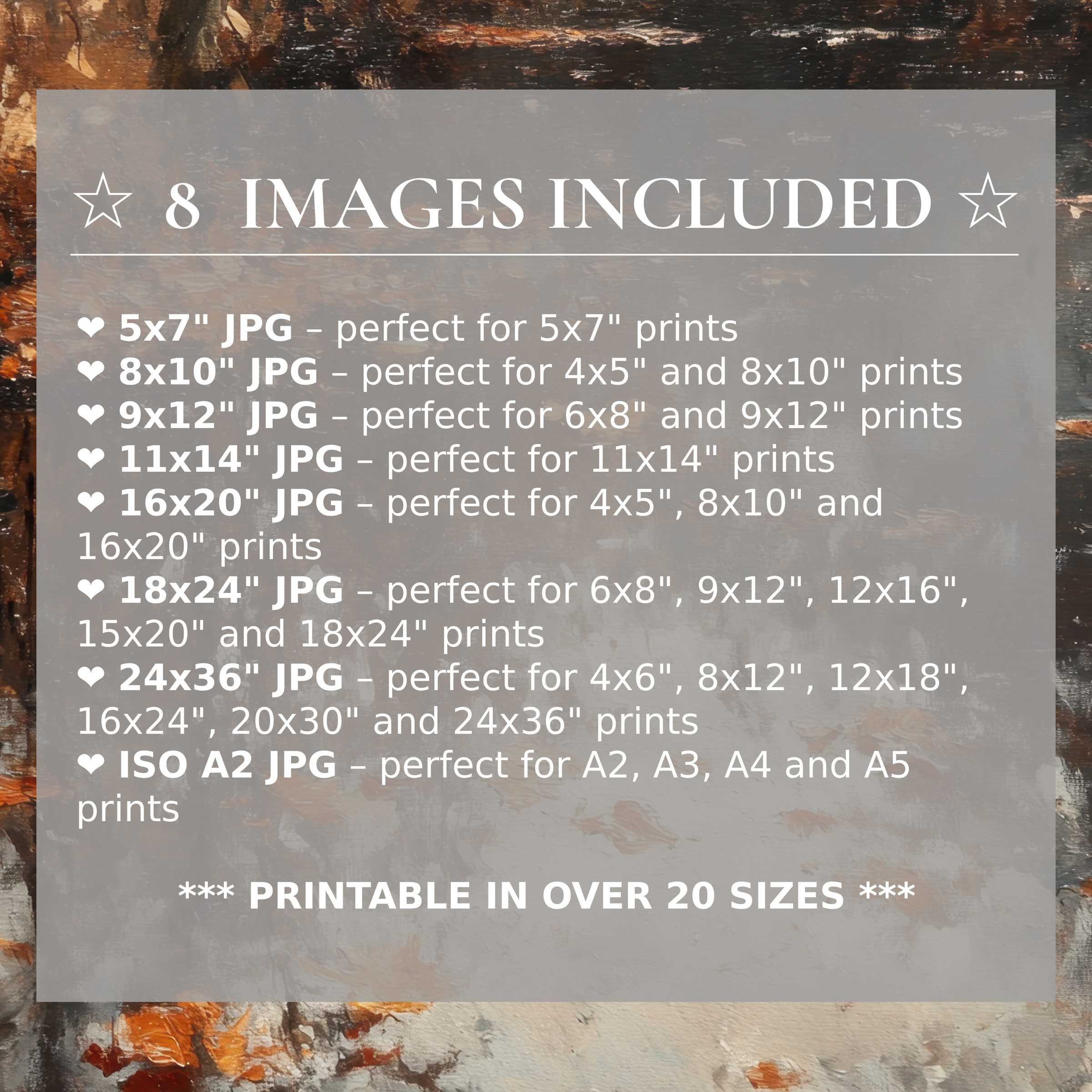 Warm, radiant fall digital print in rich browns and burnt oranges, elevating modern interiors with 8 high-quality sizes included