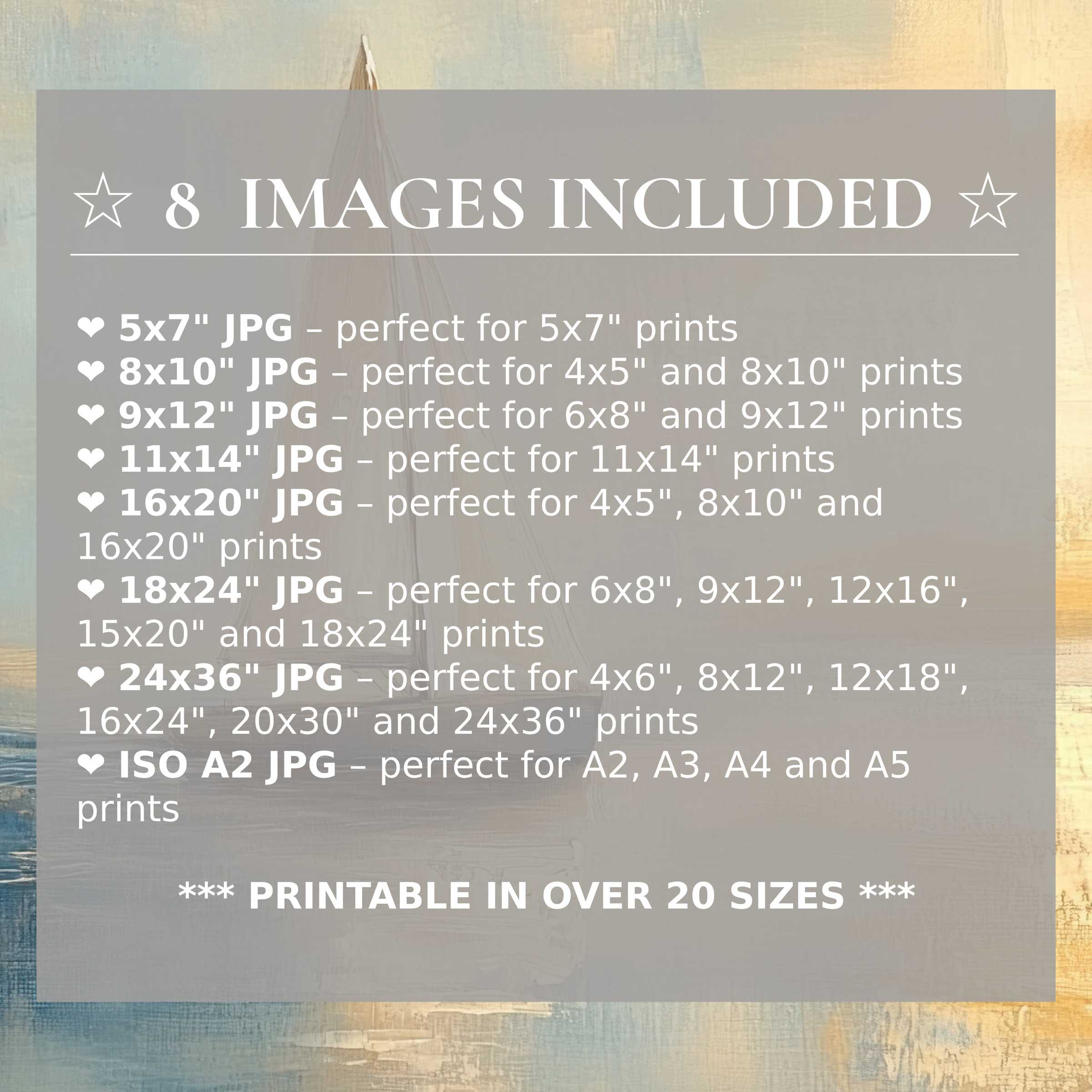 Coastal digital print radiating serene blues and warm sands, elevating modern interiors with 8 high-quality sizes included
