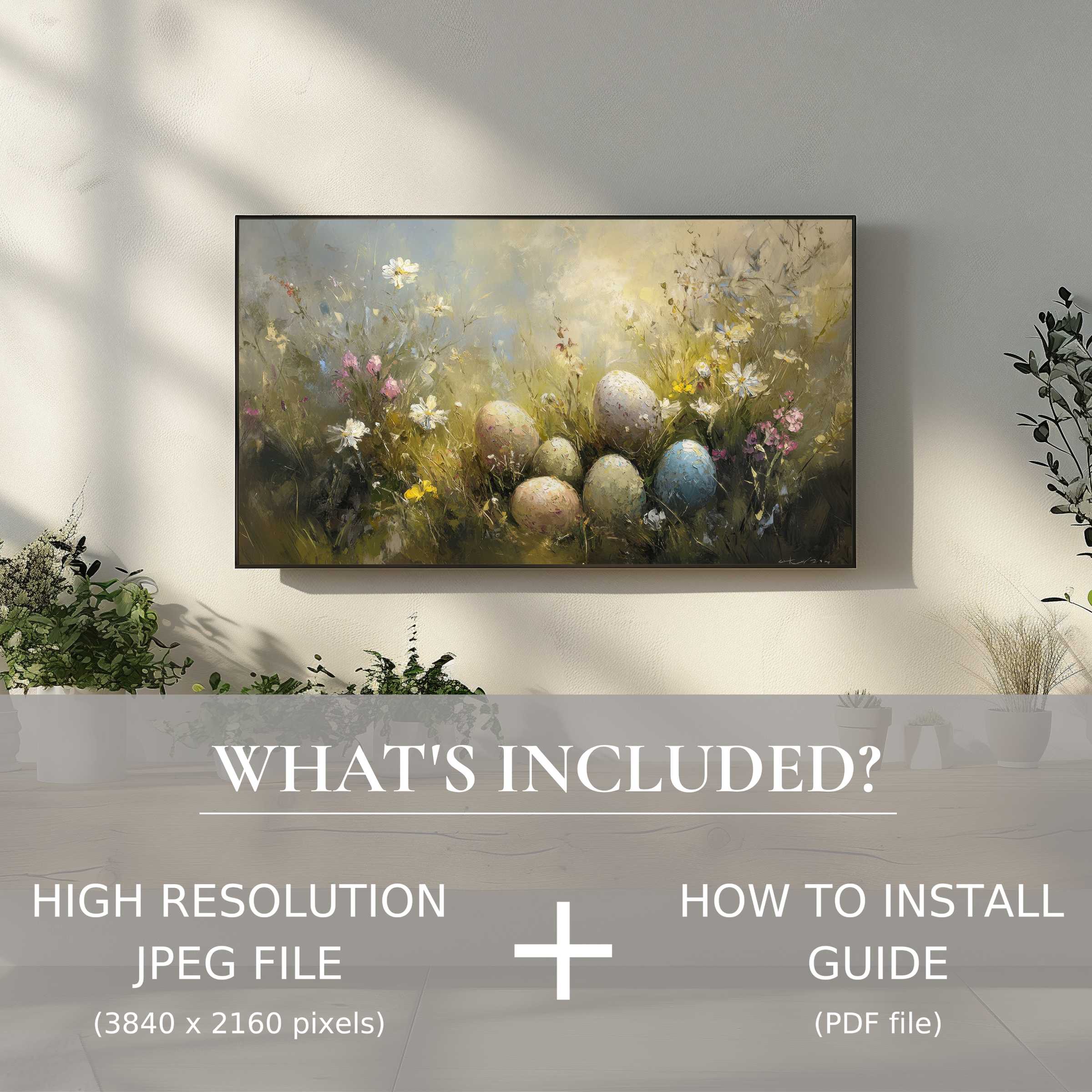 Elegant easter digital TV art download enhancing your living space with easy digital use and soothing seasonal beauty