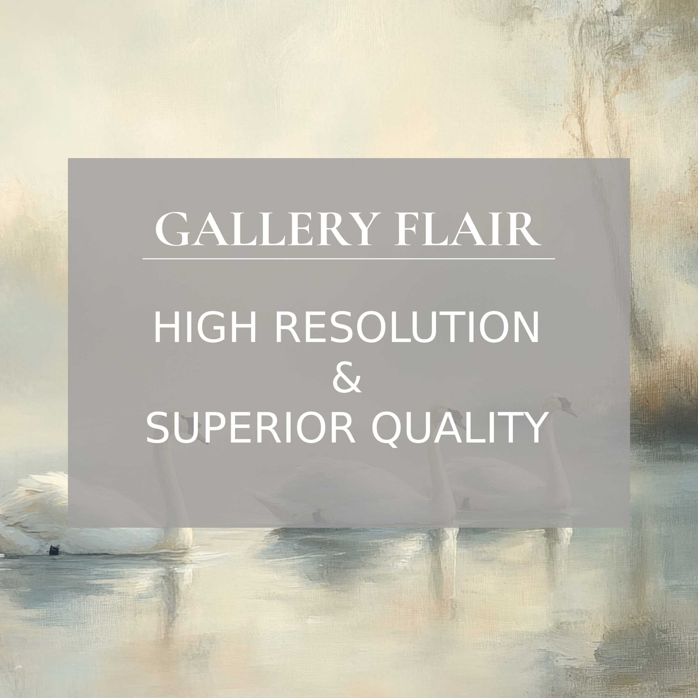 Ethereal vintage printable art capturing serene swans in mist, subtly enhancing modern interiors with refined, high-resolution elegance