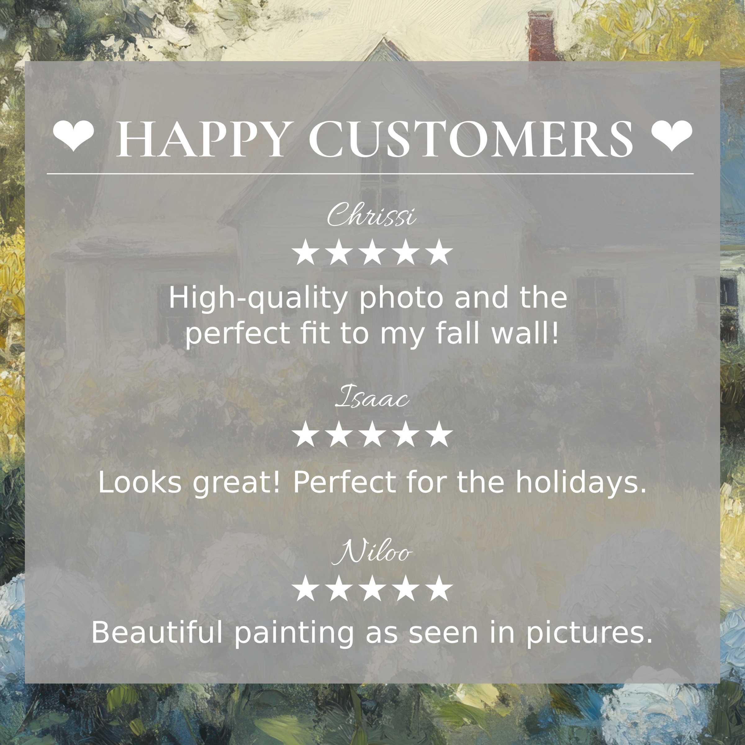 Farmhouse art for Frame TV with lush garden background; happy customer reviews build trust with elegant appeal