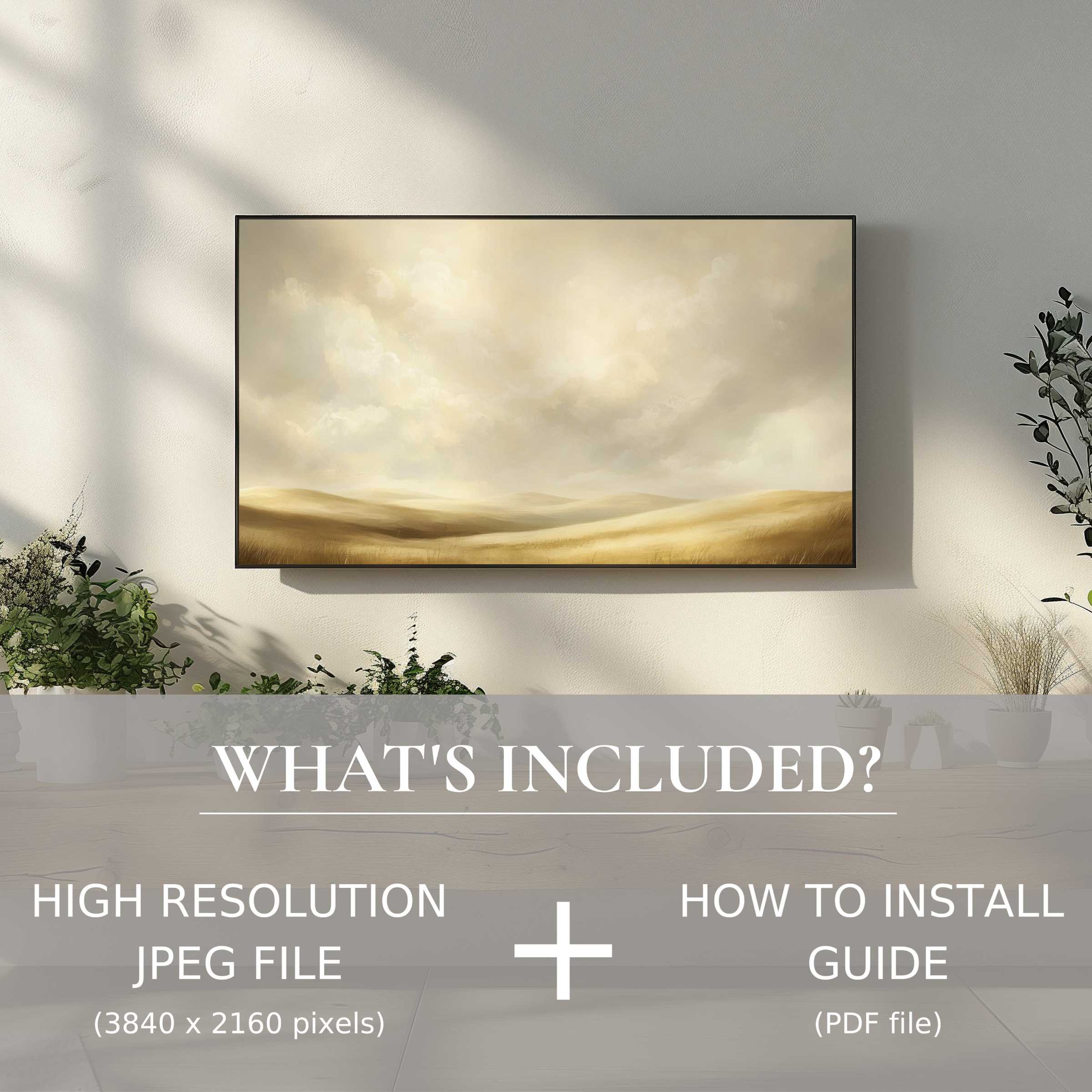 Elegant farmhouse digital TV art download enhances living spaces with easy, high-res use and installation guide included