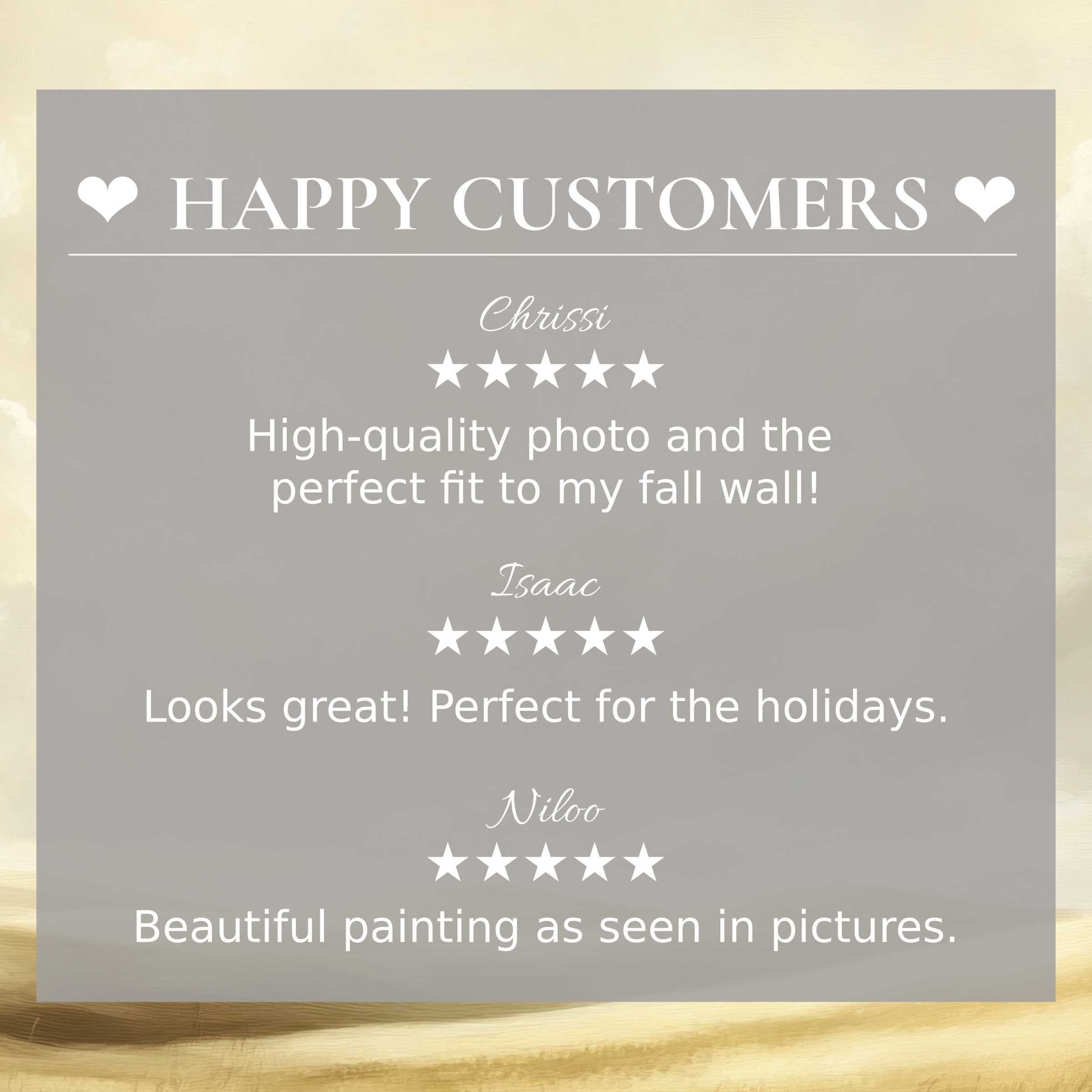 Farmhouse art for Frame TV with abstract sunset hues, showcasing happy customer reviews and refined elegance