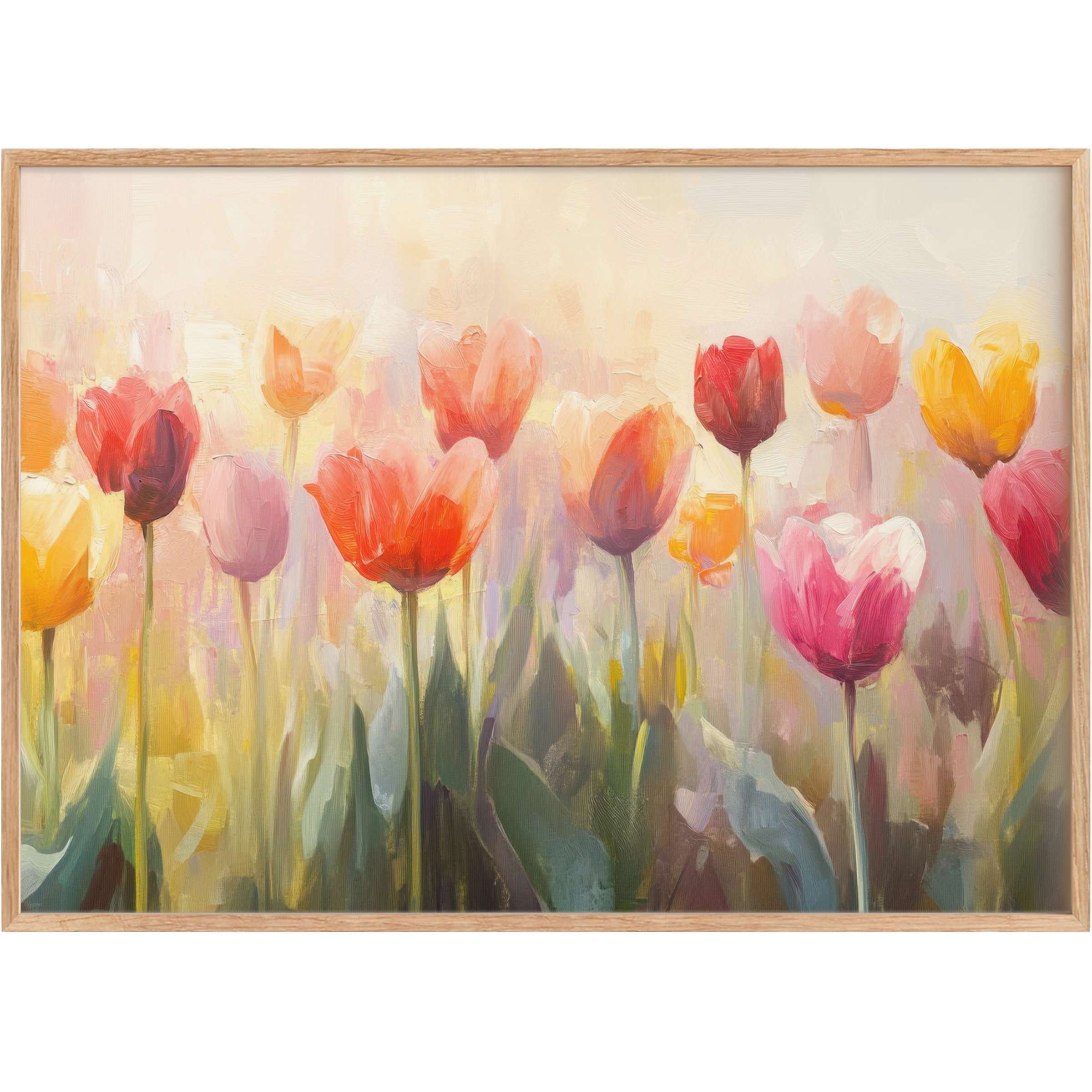 Botanical printable wall art blooming with soft coral, amber, and rose hues, creating a radiant and serene ambiance
