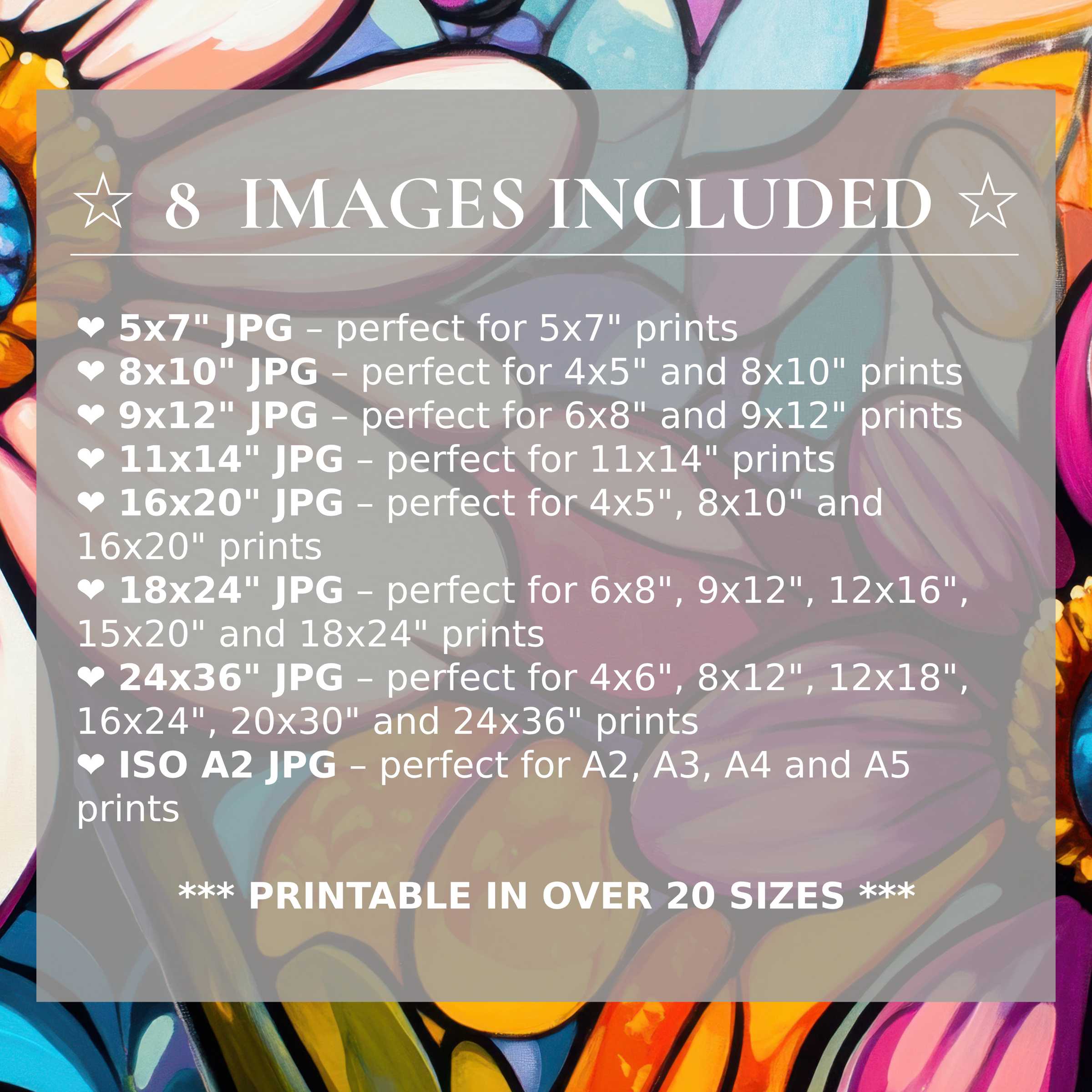 Radiant pop art digital print in vibrant blues, oranges, and purples, elevating modern interiors with style Includes 8 high-quality sizes