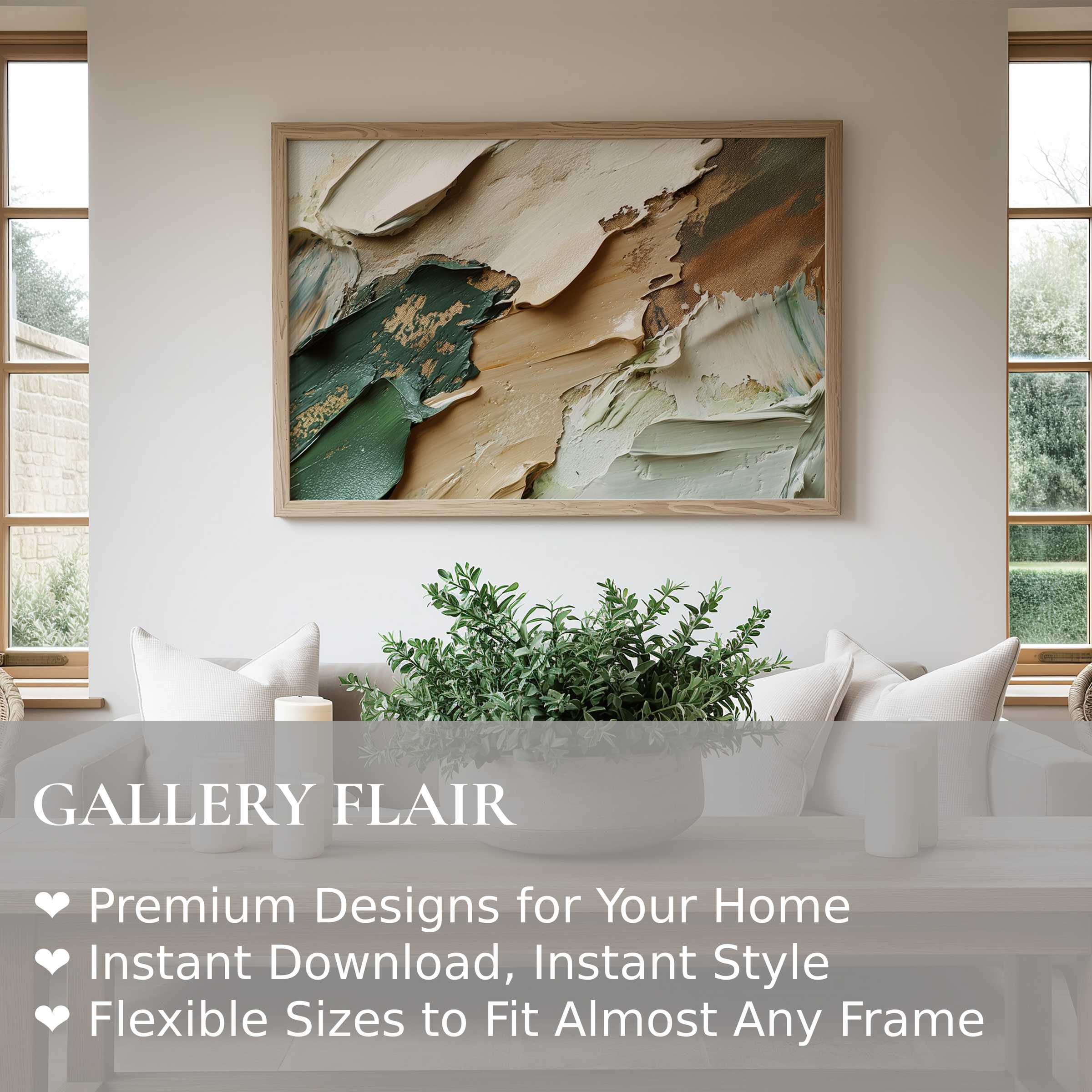 Abstract wall art print in earthy tones with textured brushstrokes, enhancing modern minimalist interiors with organic warmth and sophisticated calm