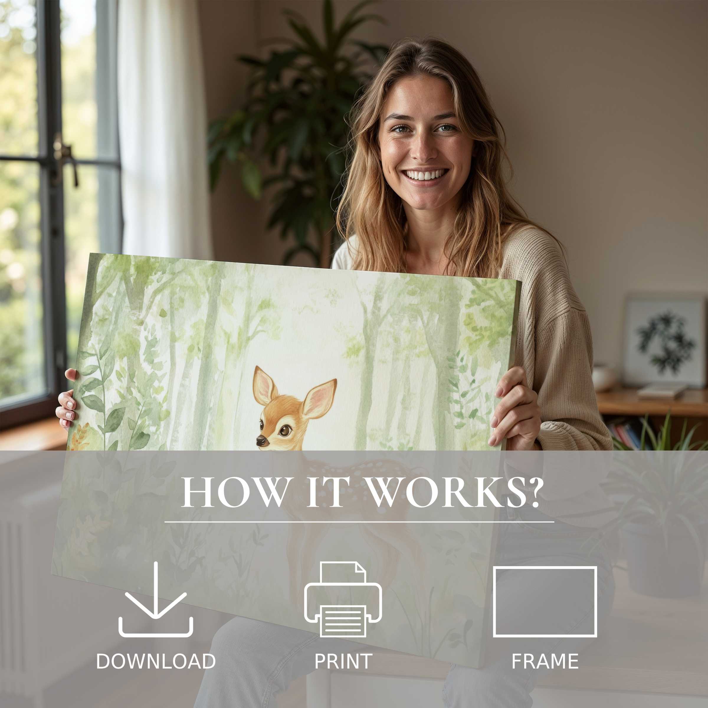 Serene nursery digital art print inspires joy and connection, gracefully enriching modern homes with effortless style