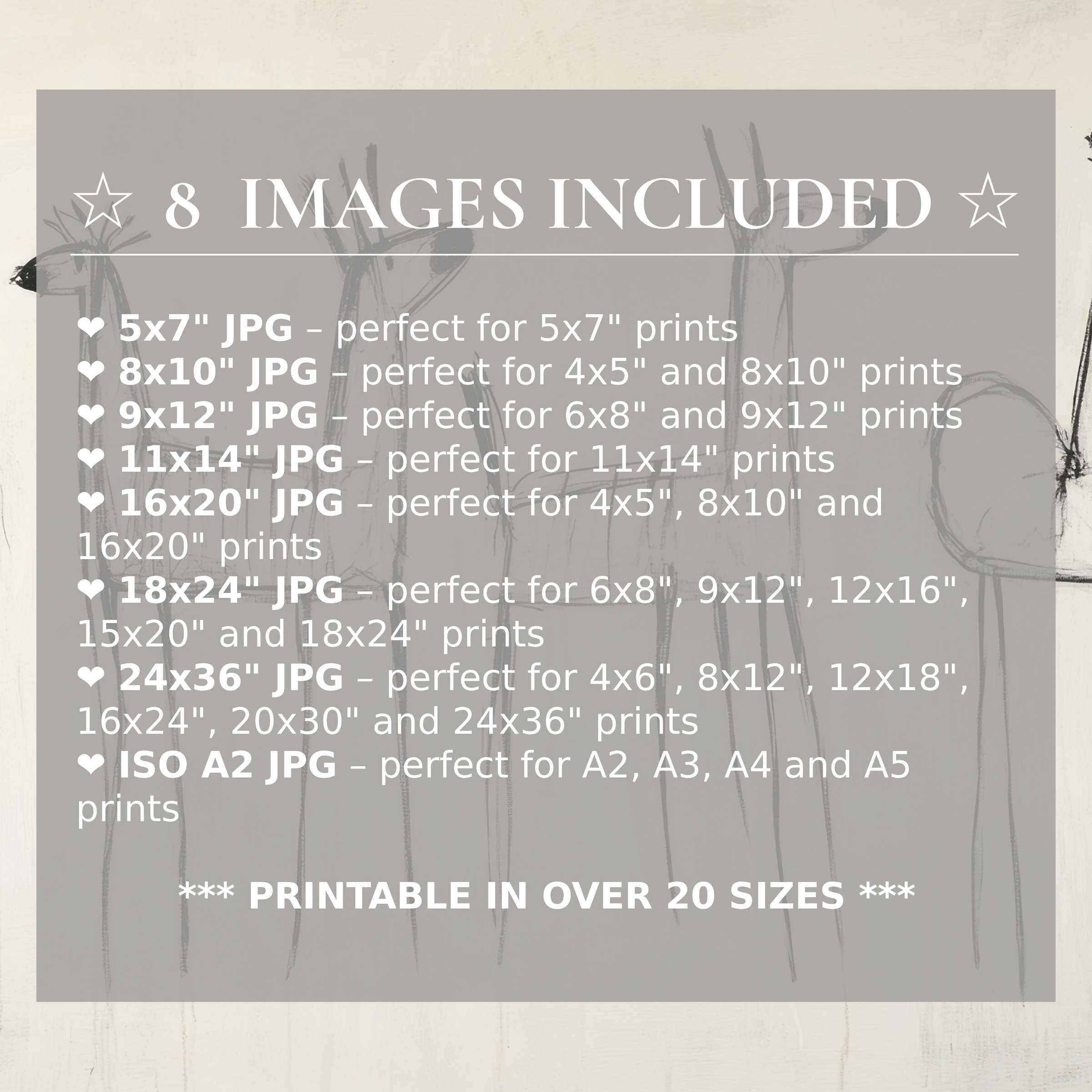 Minimalist digital print in serene gray tones evokes calm sophistication, included in 8 premium sizes for versatile modern decor