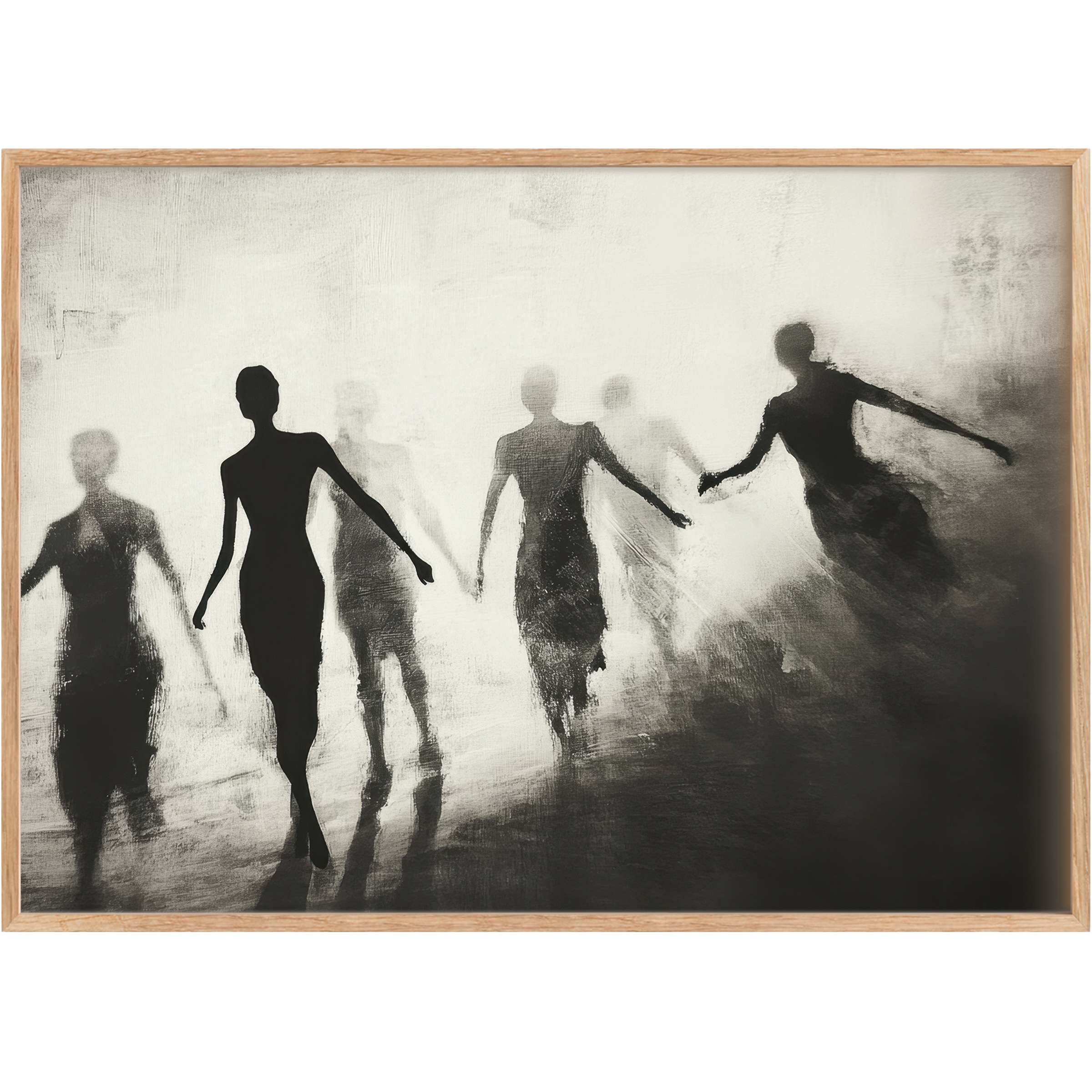 Elegant silhouettes in black and white printable wall art evoke a mysterious, graceful atmosphere, perfect for refined spaces