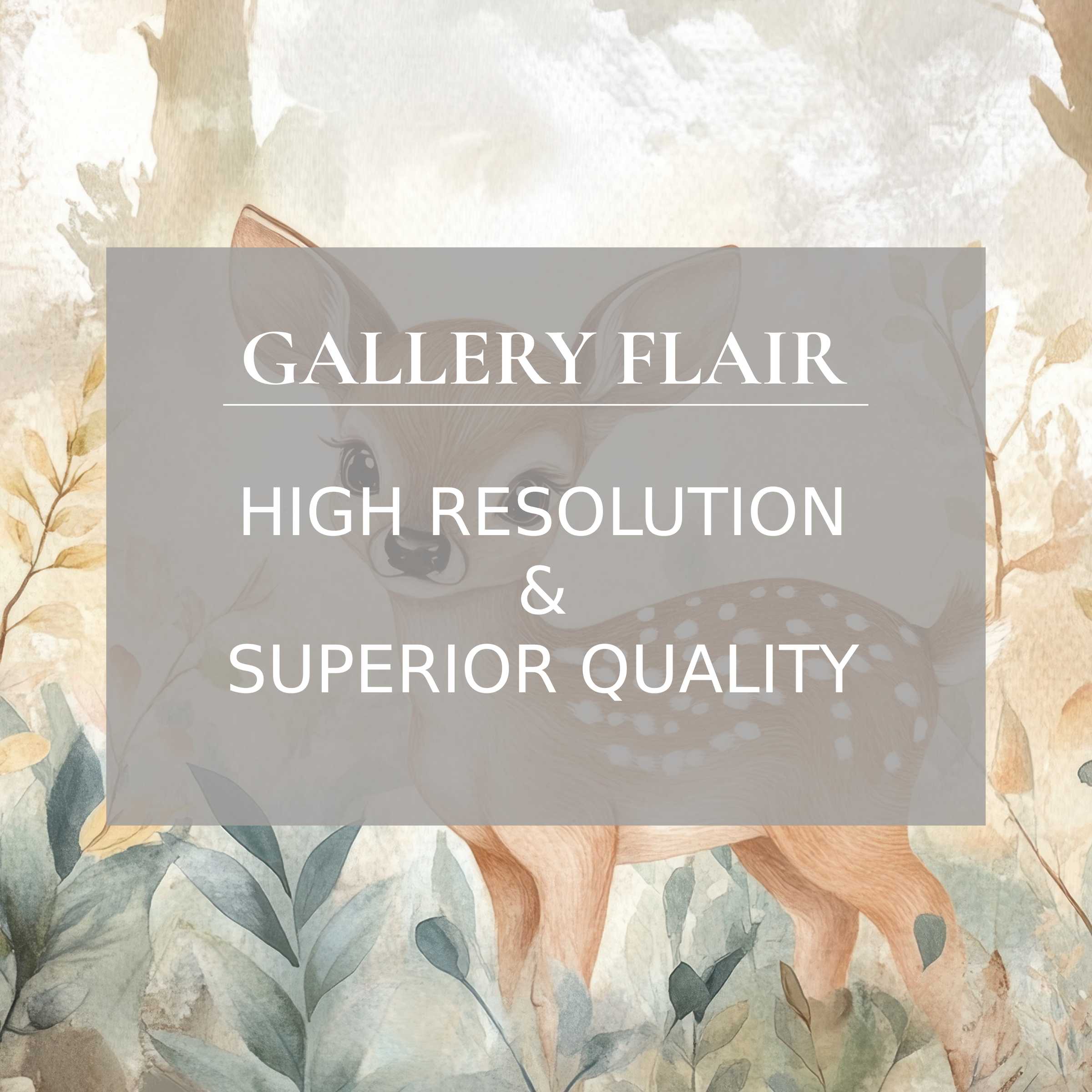 Nursery printable art featuring a delicate fawn amidst muted botanicals, radiating a calming, premium-quality charm