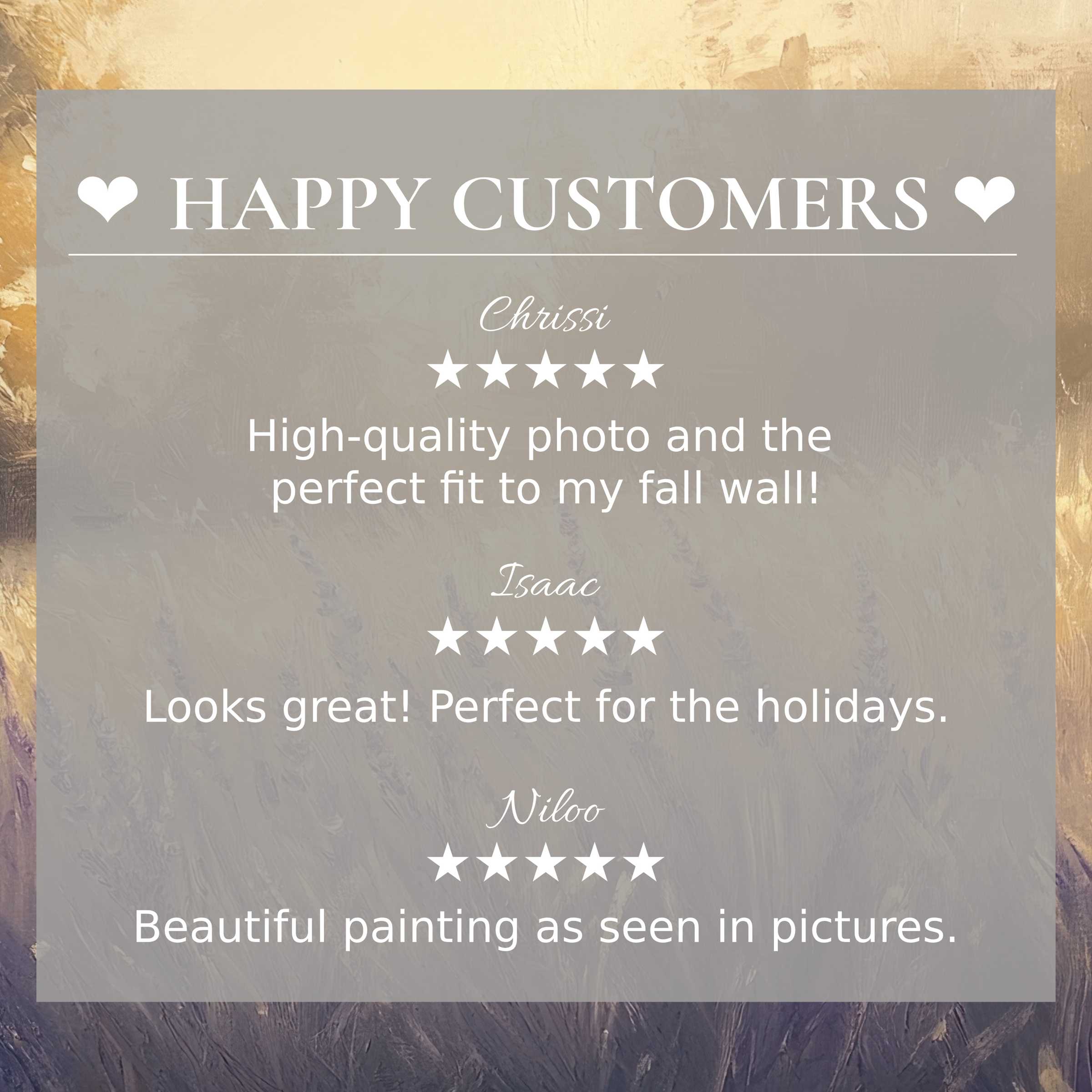 Happy customer reviews highlight summer art for Frame TV with elegant abstract sunset colors, building trust