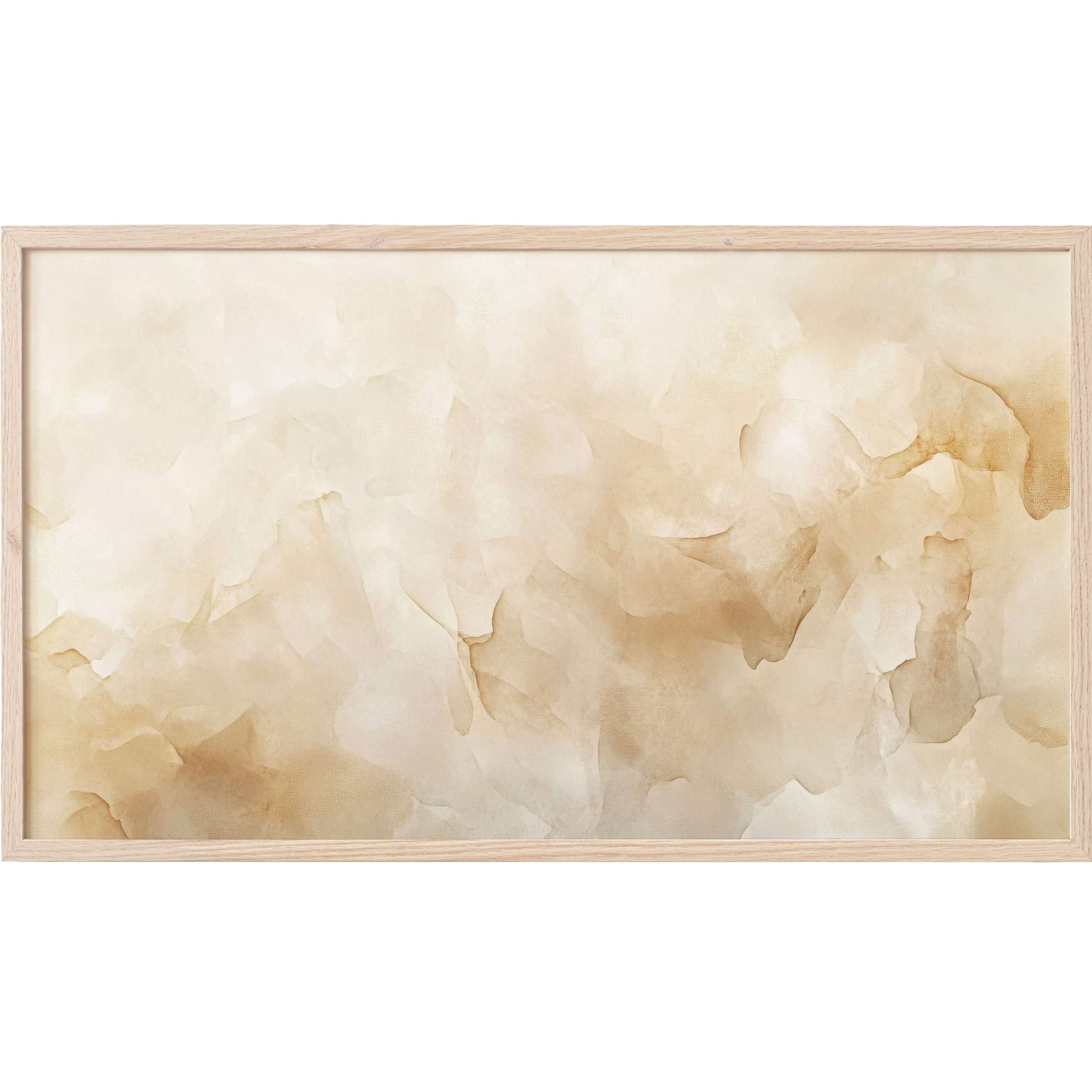 Soft beige and cream tones blend in a serene wash, creating elegant abstract Frame TV Art for modern interiors