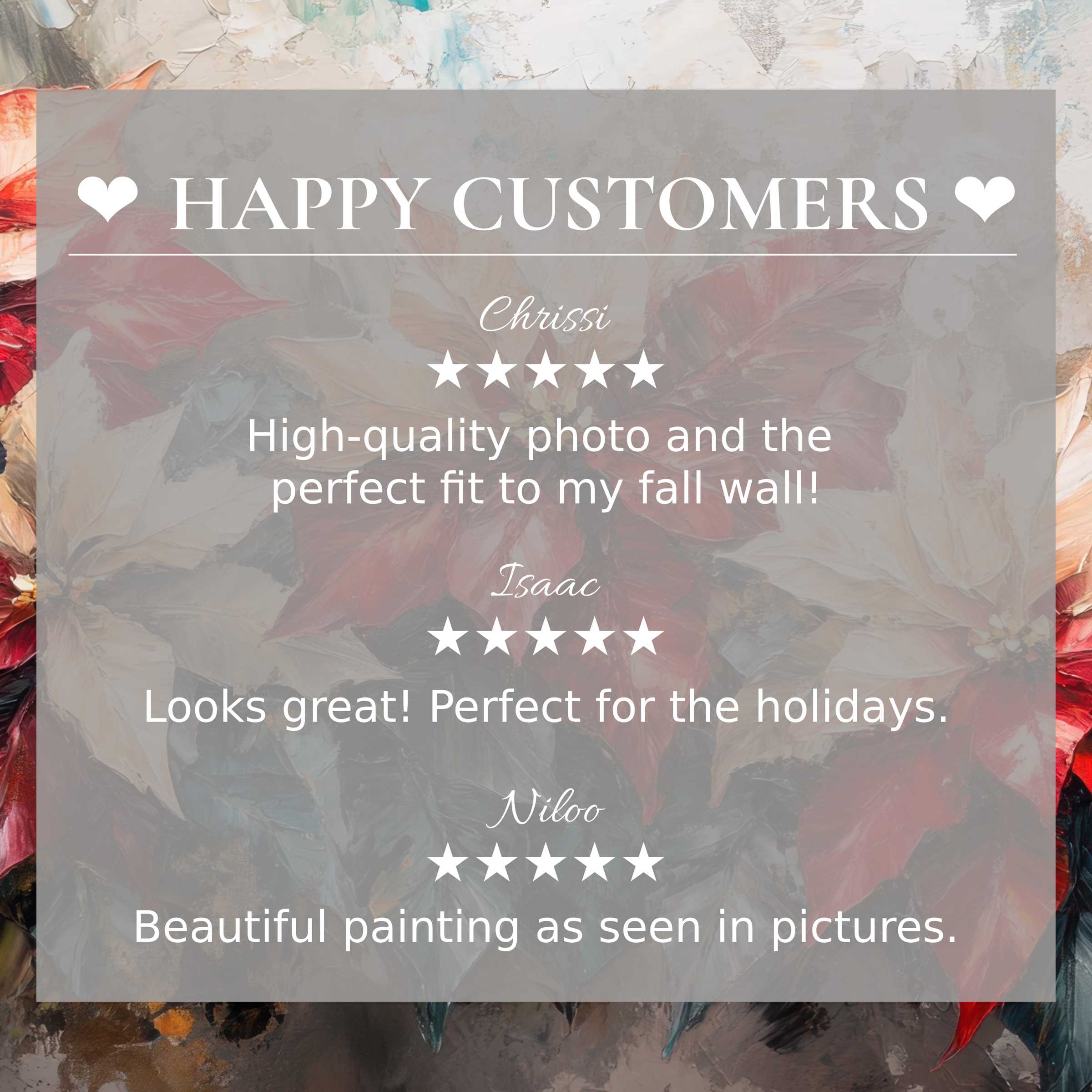 Botanical art for Frame TV with abstract floral hues, featuring happy customer reviews building trust and elegance